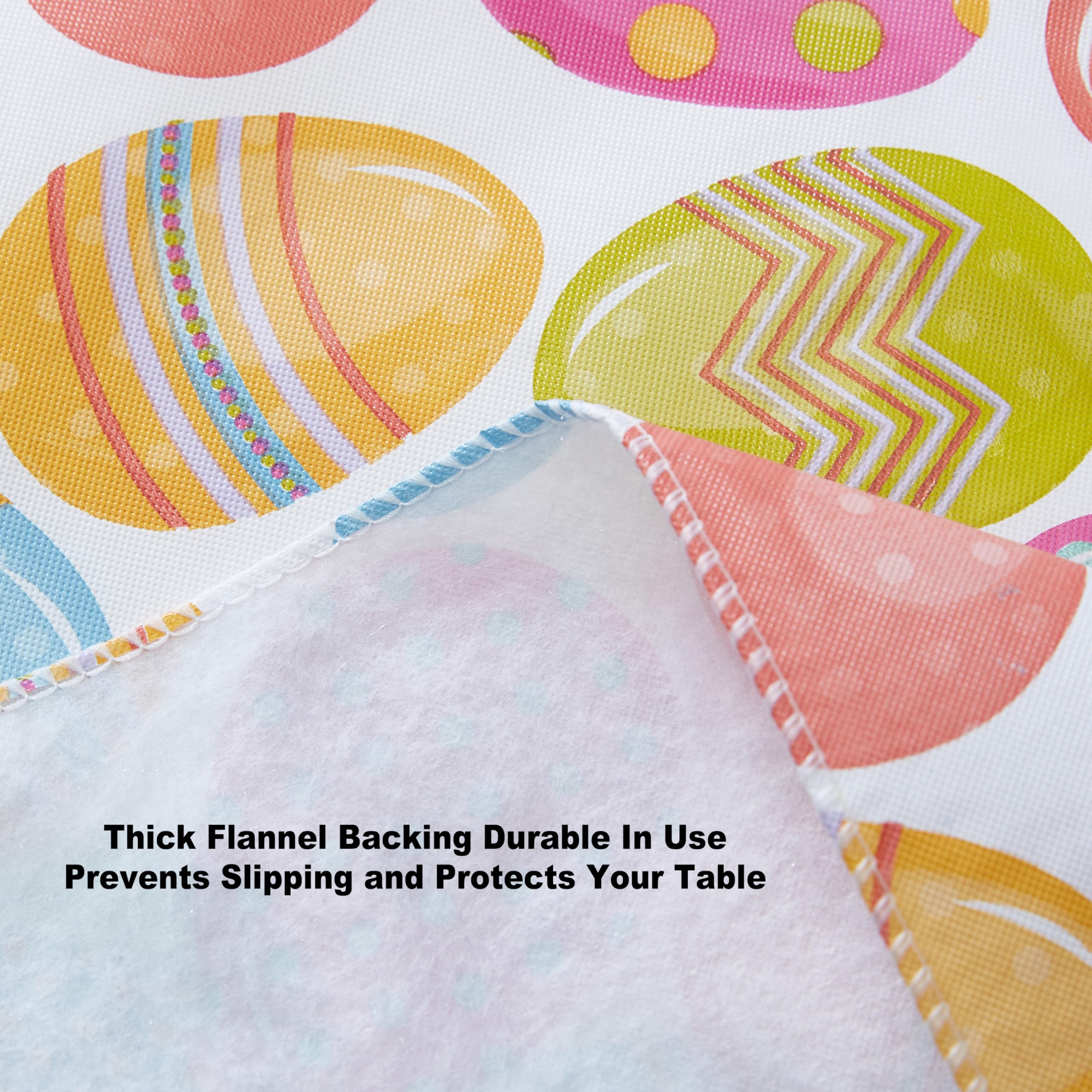 Newbridge Easter Egg Color Explosion Vinyl Flannel Backed Tablecloth, Cheerful Spring Easy Care Vinyl Tablecloth with Flannel Backing, 52 x 52 inch Square - Image 7