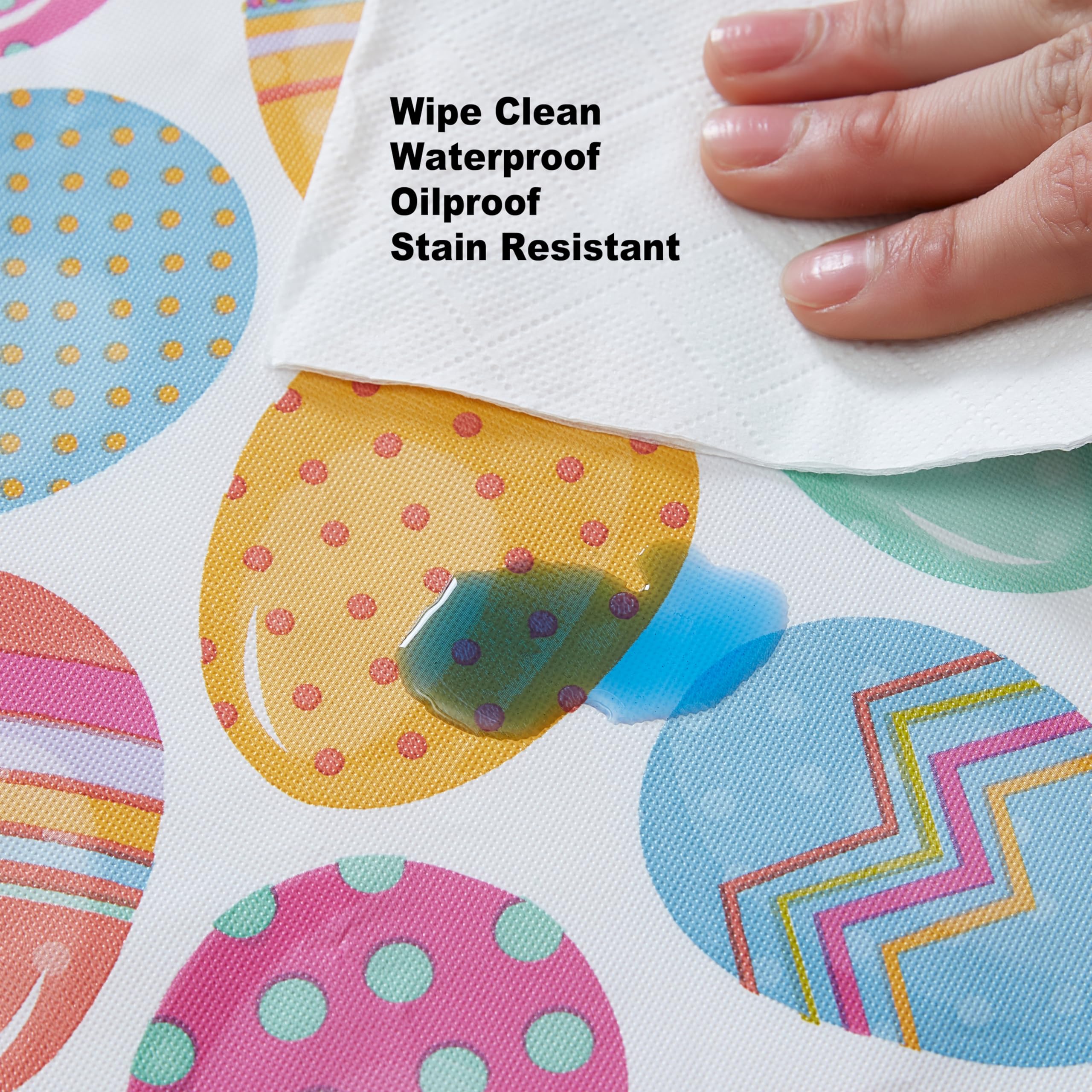 Newbridge Easter Egg Color Explosion Vinyl Flannel Backed Tablecloth, Cheerful Spring Easy Care Vinyl Tablecloth with Flannel Backing, 52 x 52 inch Square - Image 8