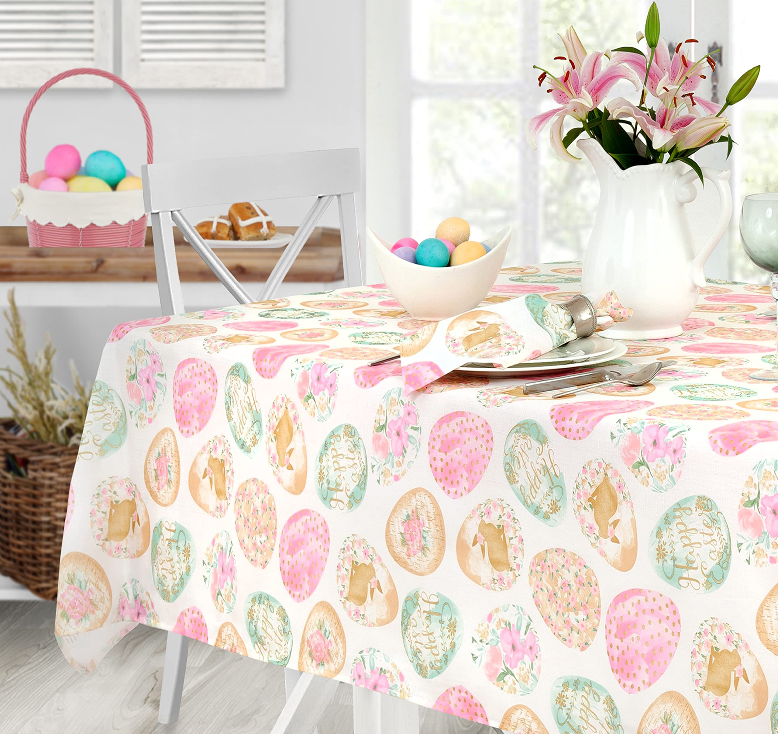 Newbridge Easter Egg Delight Fabric Napkins, Happy Easter Bunny Rabbit, Easy Care Stain Resistant Spring Fabric Napkins, Set of 8 Napkins - Image 8