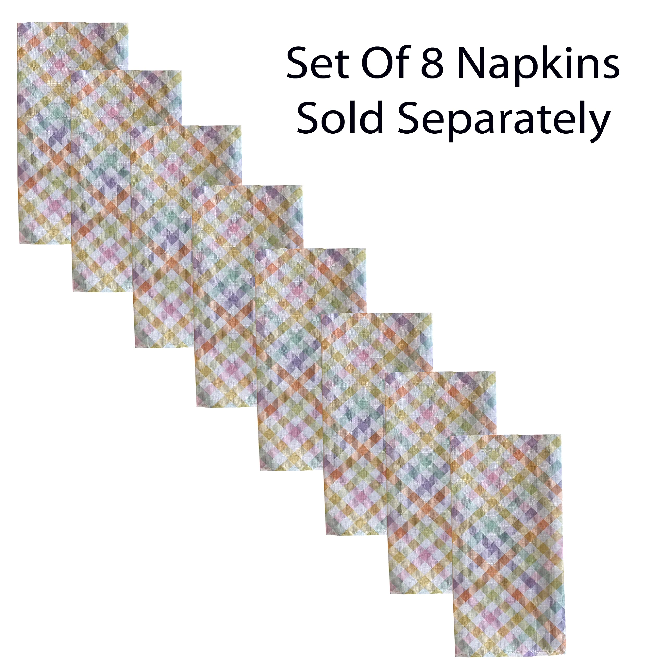 Newbridge Easter Sunshine Gingham 70 Inch Round Fabric Tablecloth, Indoor Outdoor Stain Resistant Fabric Party Table Cover for Dining, Yellow Orange and Purple Check - Image 4