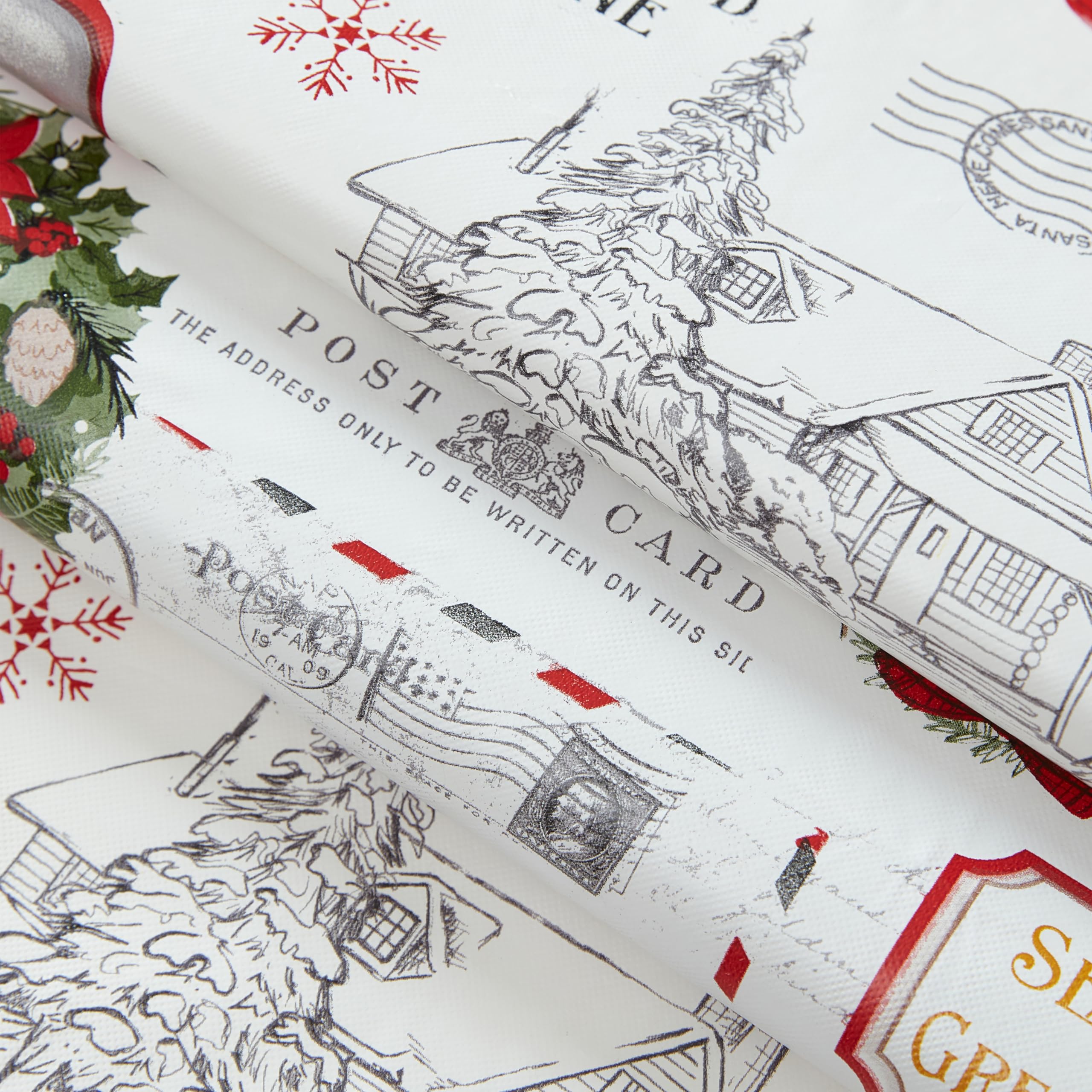 Newbridge Farm Fresh Christmas Tree Vinyl Tablecloth with Flannel Backing, Vintage Retro Holiday Print, Wipe Clean, 52 x 52 Inch Square - Image 9