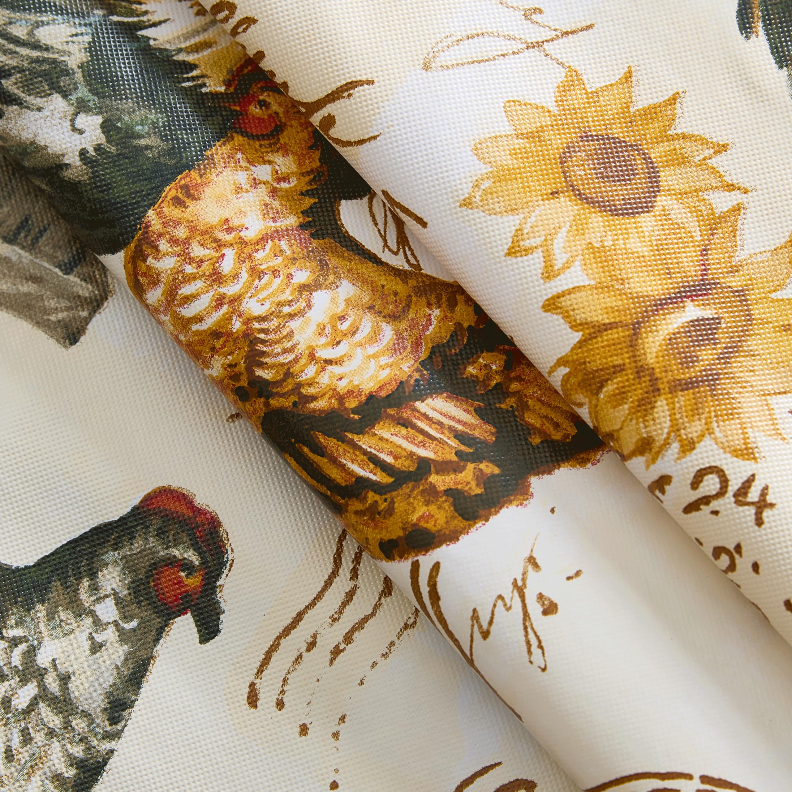 Newbridge Farm Fresh Rooster Rectangle Vinyl Flannel Backed Tablecloth, 52 x 70 Inch, Indoor Outdoor Vinyl Table Cloth, Roosters and Hens - Image 6