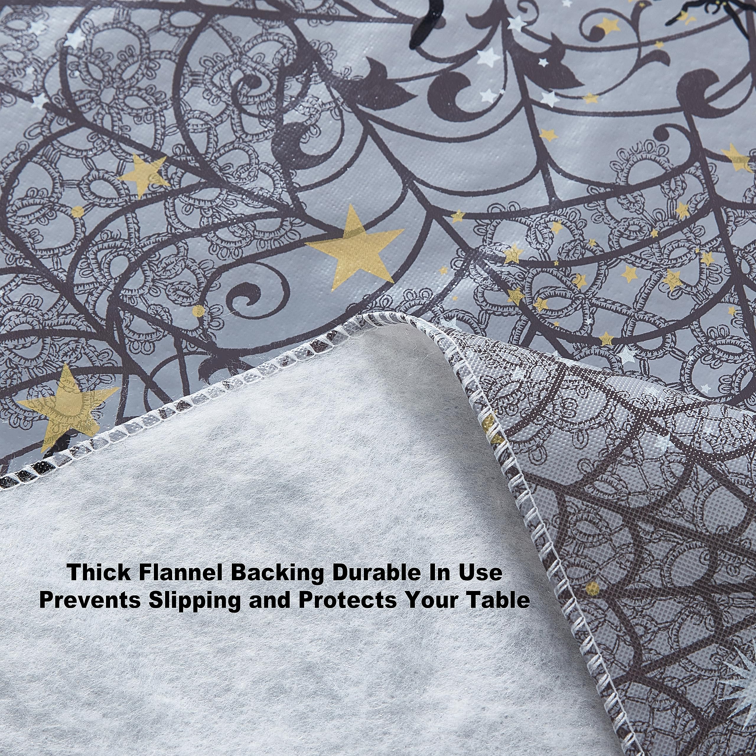 Newbridge Halloween Creepy Black Spider 60 x 84 Inch Oval Vinyl Dining Tablecloth with Flannel Backing - Image 6