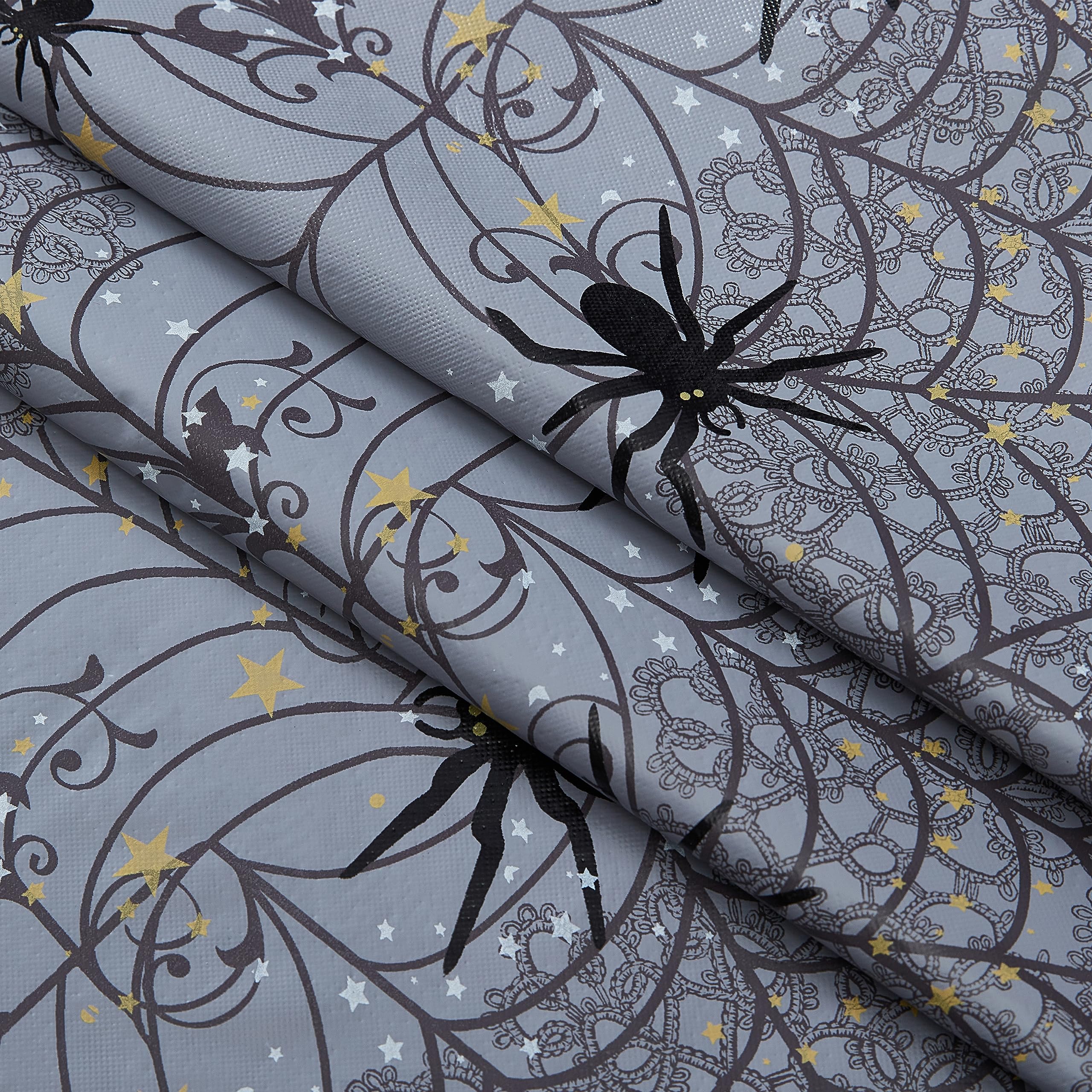 Newbridge Halloween Creepy Black Spider 60 x 84 Inch Oval Vinyl Dining Tablecloth with Flannel Backing - Image 7