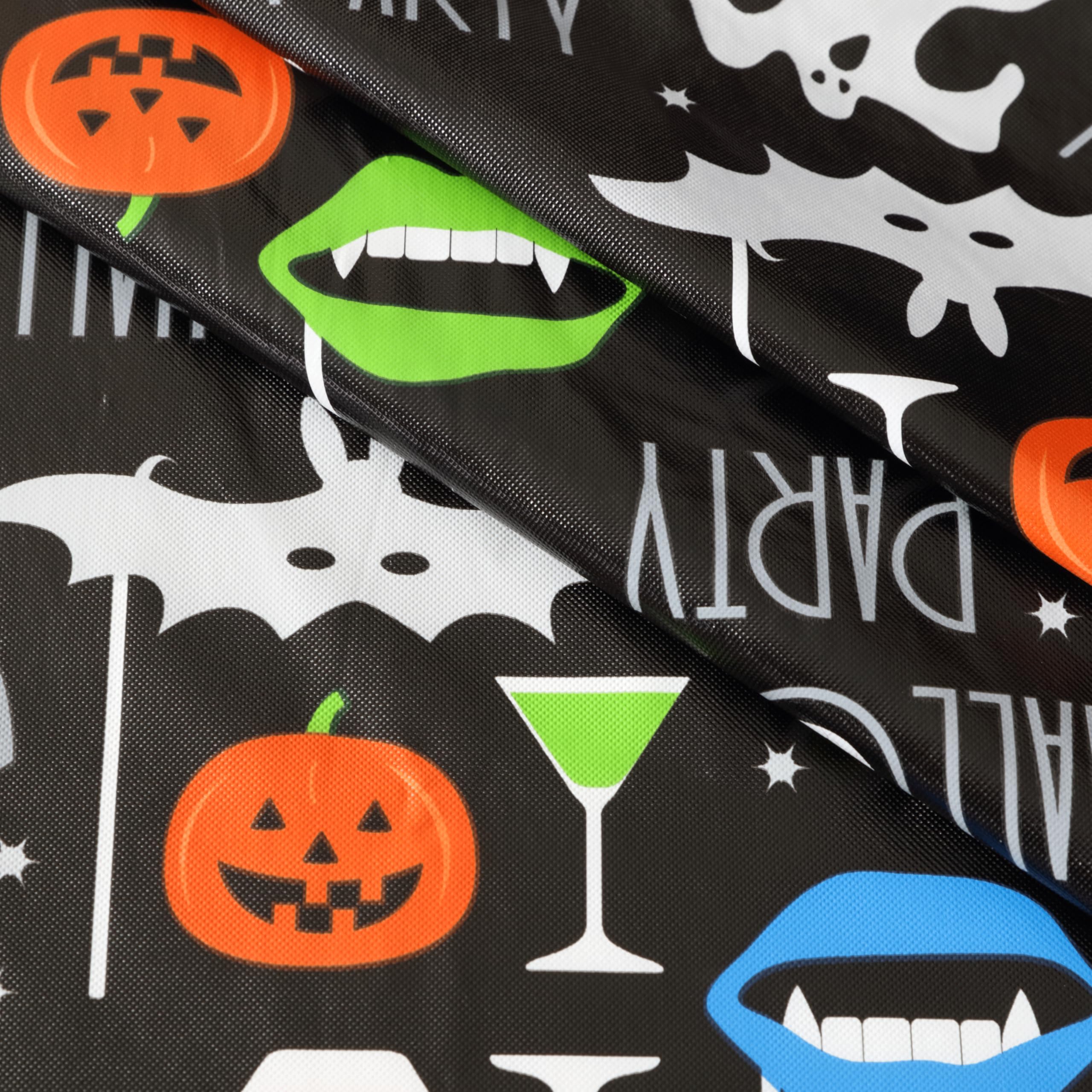 Newbridge Halloween Party Ghosts and Bats 70 Inch Round Vinyl Tablecloth with Flannel Backing, Spooky Black Ghost and Bat Print, Easy Care Wipe Clean Table Cover - Image 5