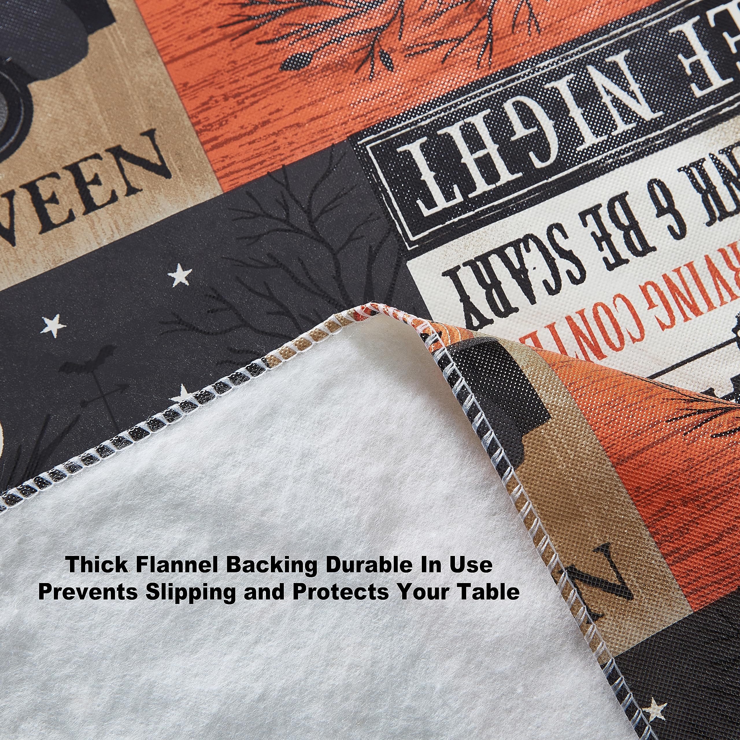 Newbridge Halloween Rustic Spooky Farm 52 x 70 Inch Rectangle Vinyl Tablecloth with Flannel Backing, Vintage Halloween Truck and Pumpkin Design, Easy Care Wipe Clean Table Cover - Image 6