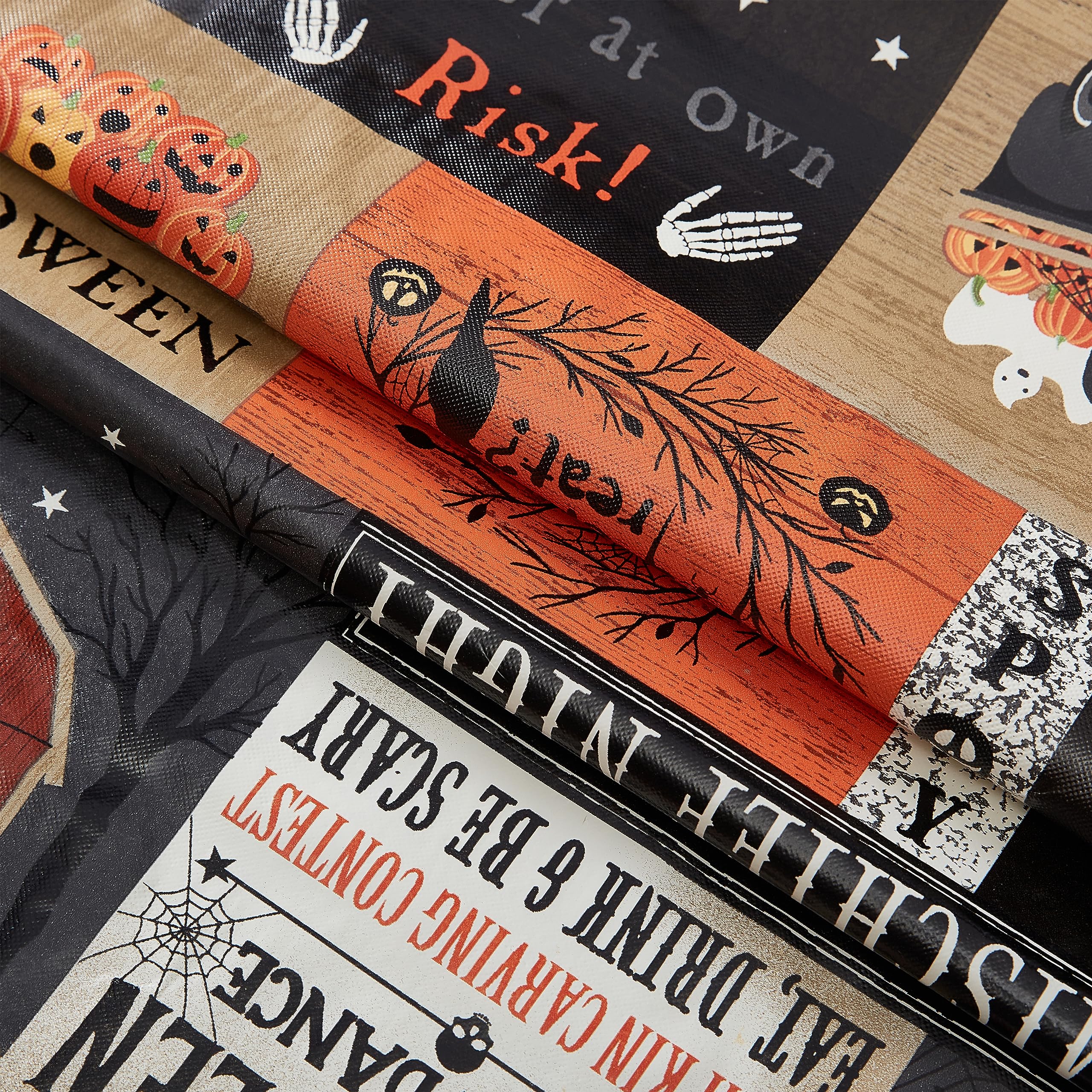 Newbridge Halloween Rustic Spooky Farm 52 x 70 Inch Rectangle Vinyl Tablecloth with Flannel Backing, Vintage Halloween Truck and Pumpkin Design, Easy Care Wipe Clean Table Cover - Image 7