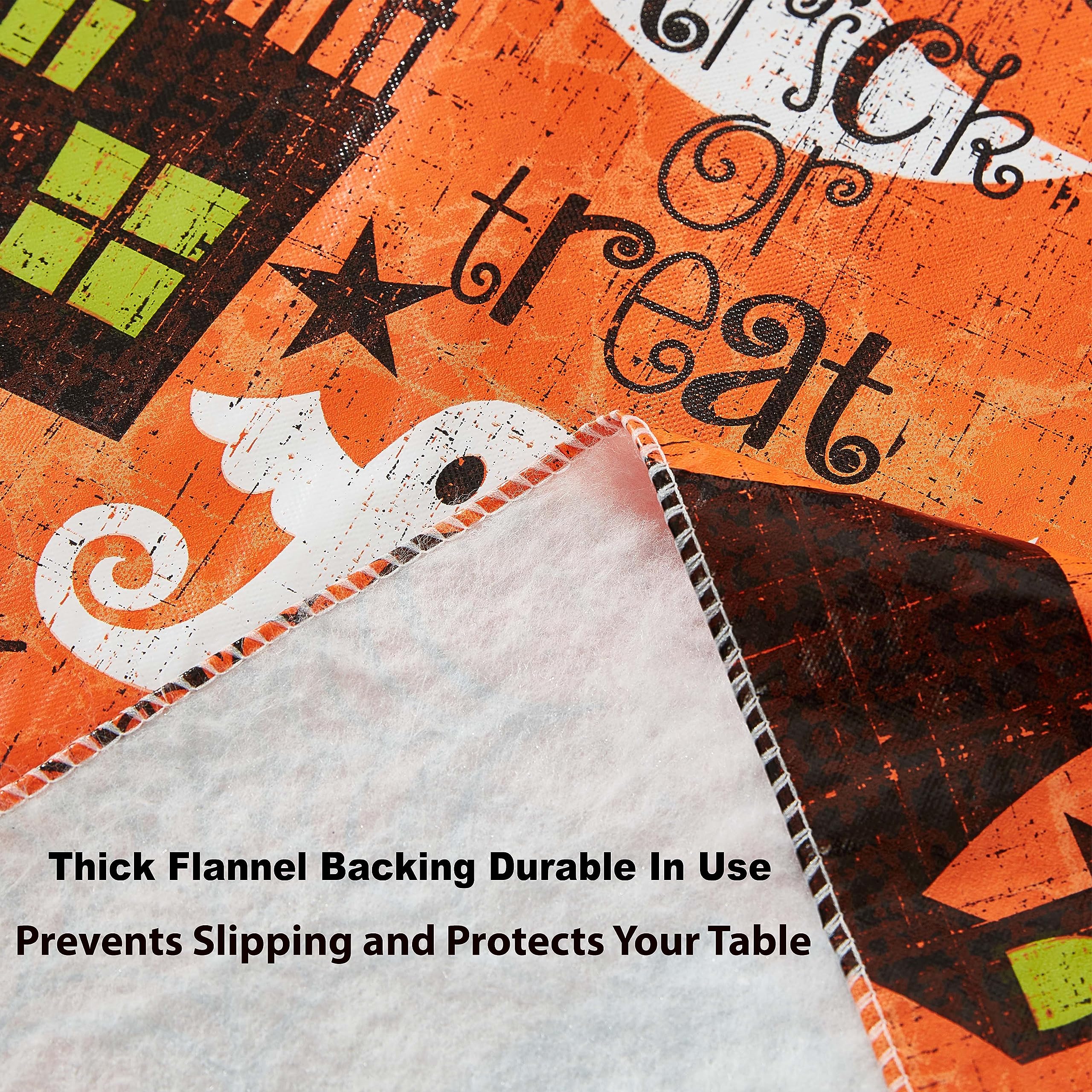 Newbridge Halloween Scream 52 x 70 Inch Rectangle Vinyl Tablecloth with Flannel Backing, Haunted House Ghost and Bat Design, Easy Care Wipe Clean Halloween Table Cover - Image 5