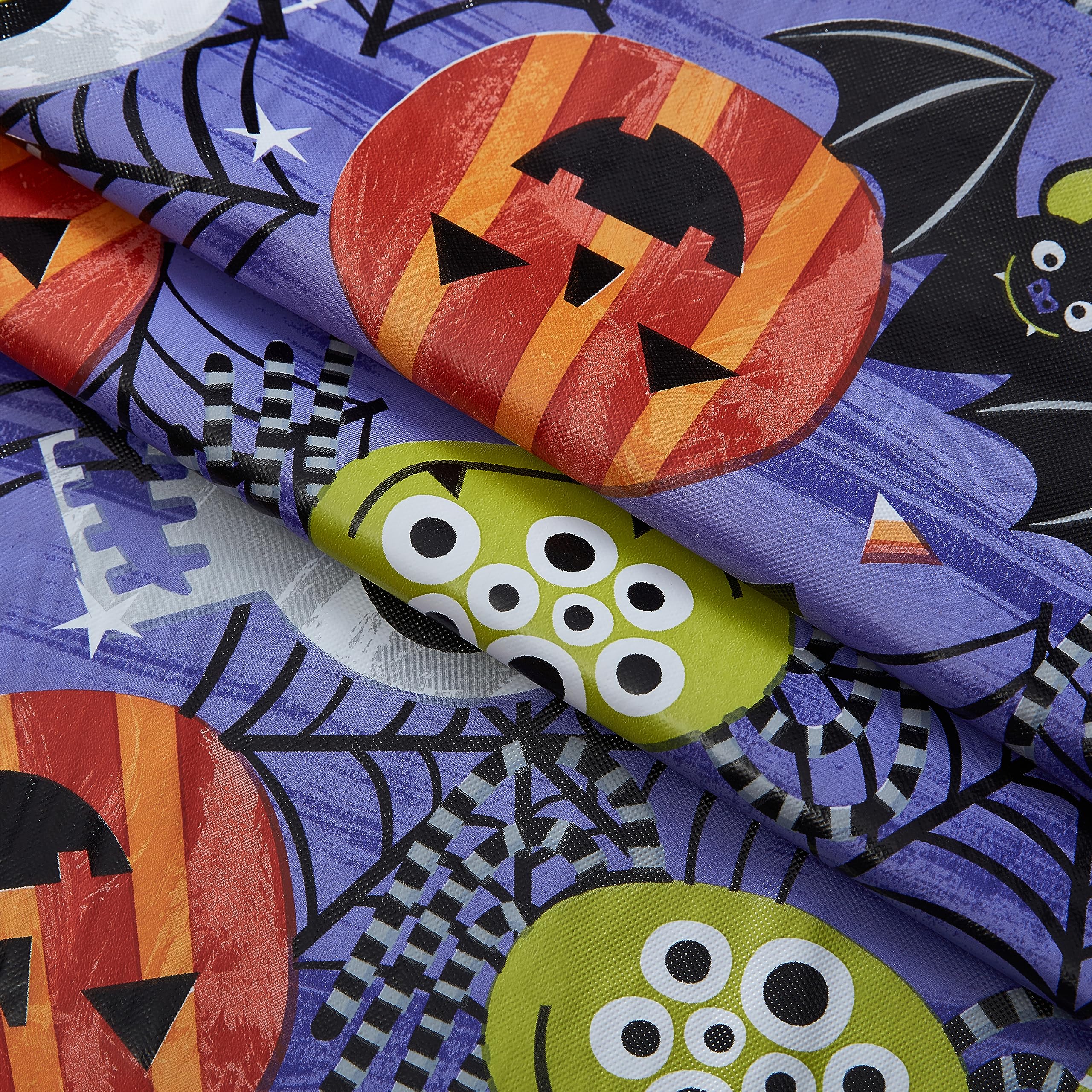 Newbridge Halloween Whimsical Ghoulish Gang 52 x 70 Inch Rectangle Vinyl Tablecloth with Flannel Backing, Fun Skulls and Pumpkin Design, Easy Care Wipe Clean Halloween Table Cover - Image 7