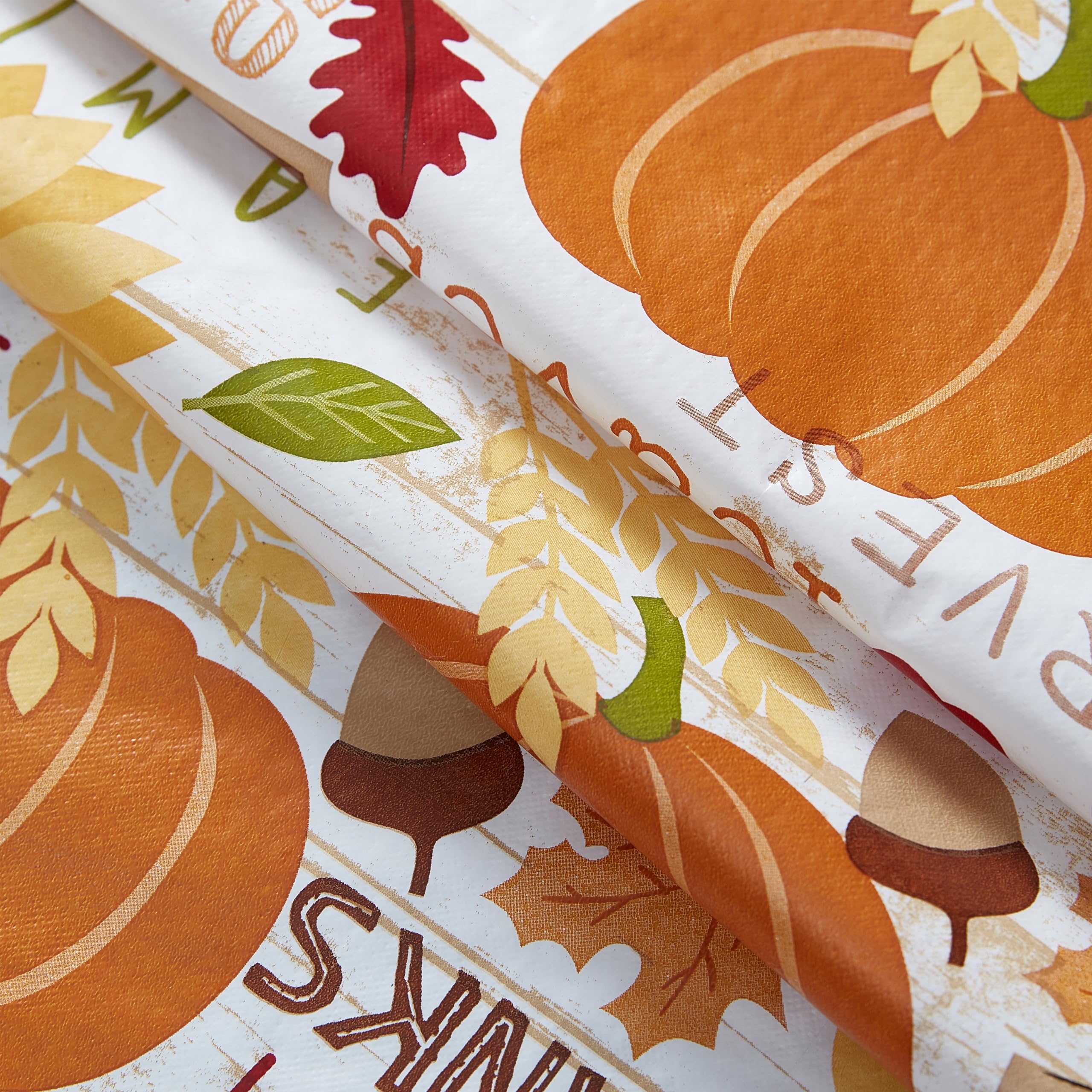 Newbridge Happy Thanksgiving Turkey Vinyl Tablecloth with Flannel Backing, 52 x 52 Inch Square – Whimsical Fall Harvest Kitchen & Dining Table Cover - Image 7