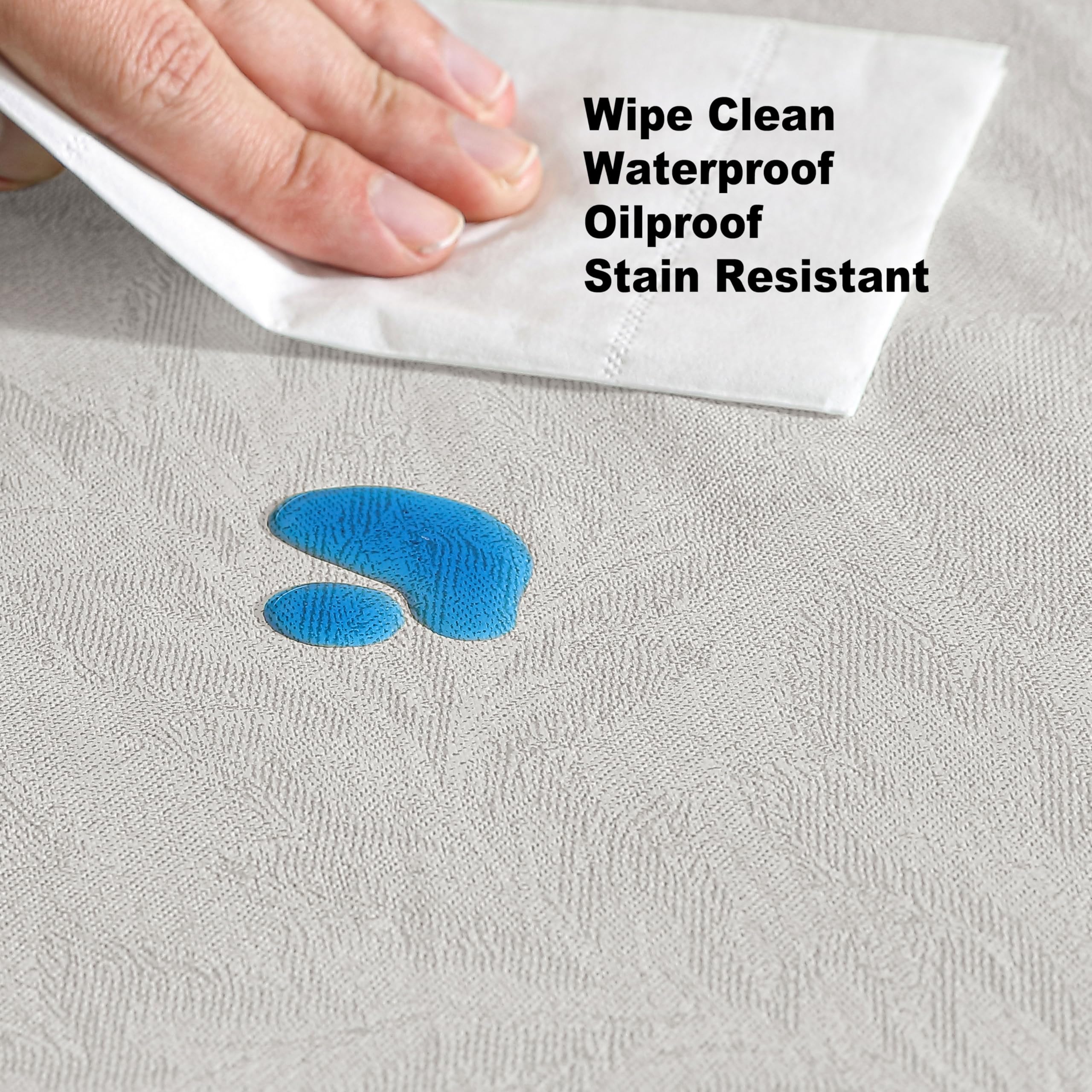 Newbridge Napa Leaf Beige Vinyl Flannel Backed Tablecloth, 70 Inch Zippered Umbrella Round, Hotel Quality Waterproof Indoor Outdoor Table Cover for Kitchen, Patio, Dining, BBQ - Image 7