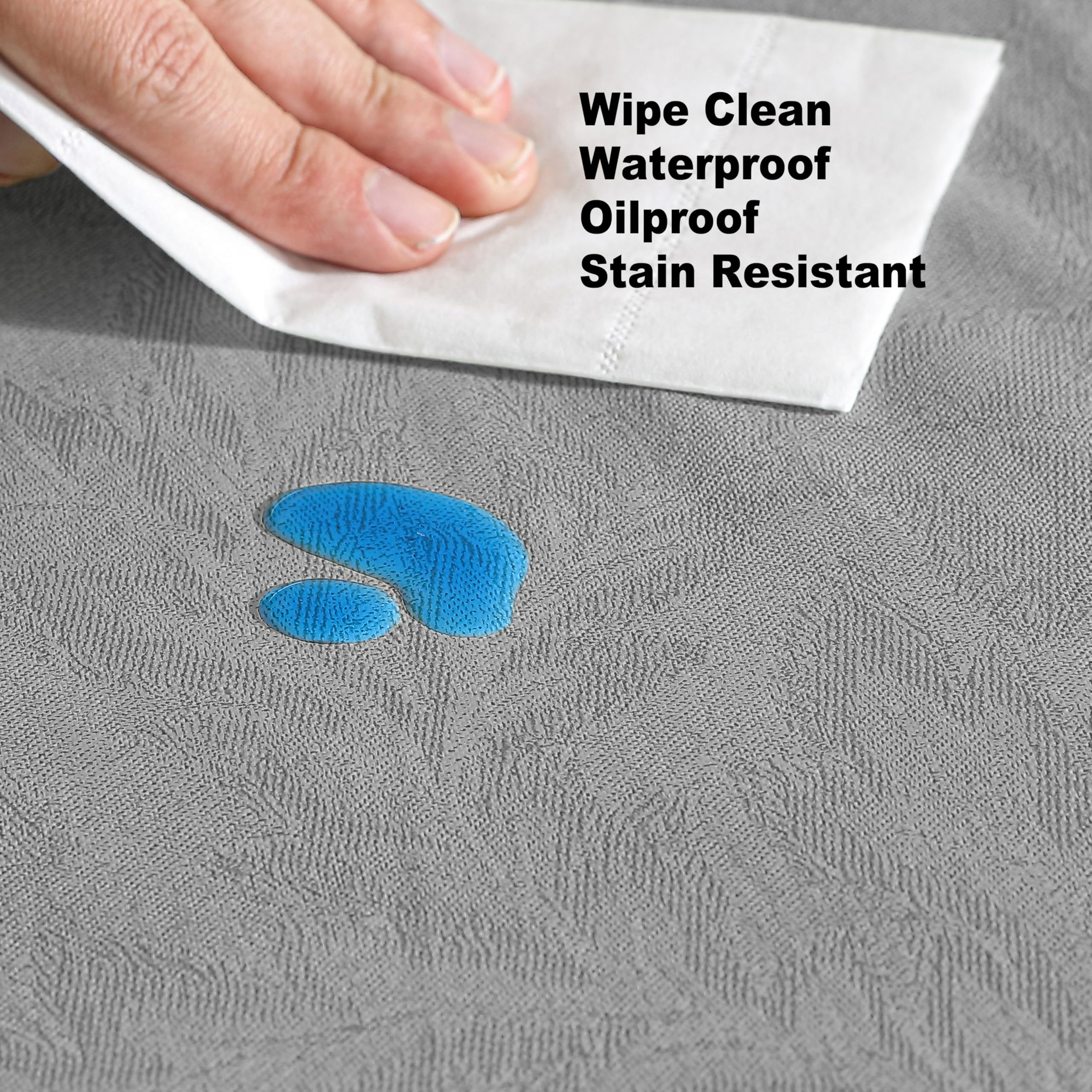 Newbridge Napa Leaf Grey Vinyl Flannel Backed Tablecloth, 60 x 84 Inch Rectangle, Hotel Quality Waterproof Indoor Outdoor Table Cover for Kitchen, Patio, Dining, BBQ - Image 7