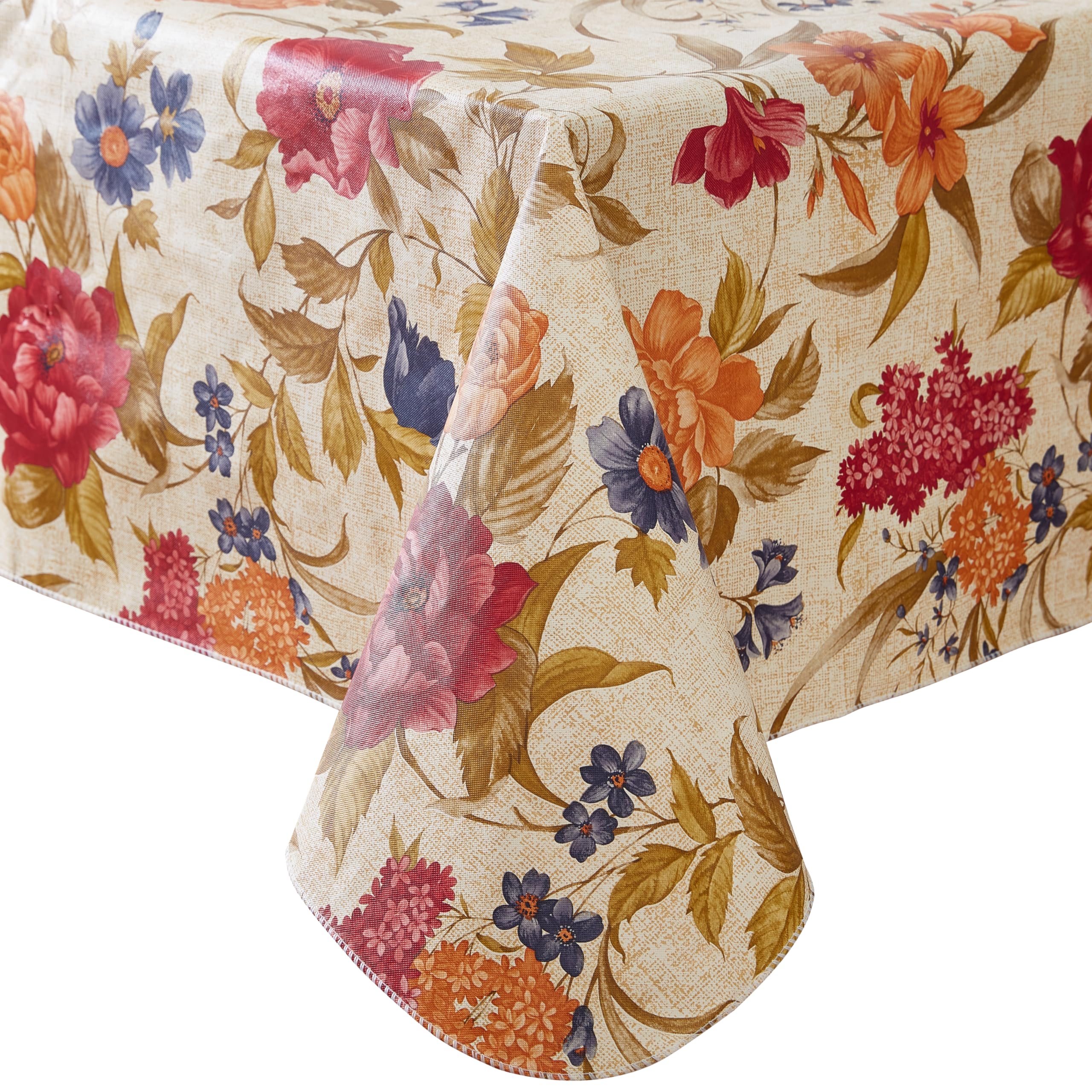 Newbridge Nicolette Multicolor Floral Vinyl Flannel Backed Tablecloth, Traditional Tapestry Flower Design, Easy Care Wipe Clean Indoor Outdoor Table Cover, 52 x 70 Inch Rectangle - Image 8