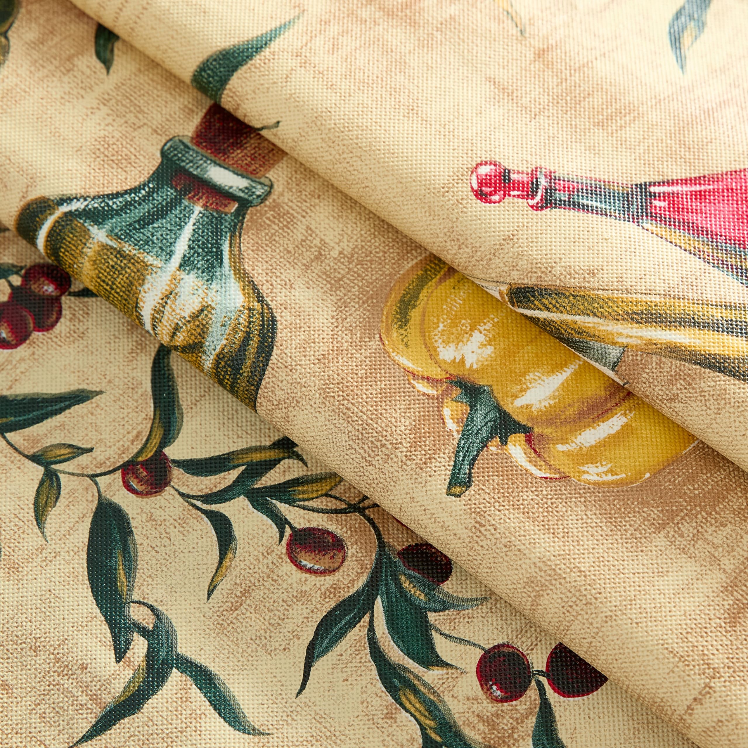 Newbridge Oil and Vinegar Tuscany Print Vinyl Flannel Backed Tablecloth, Olive Oil Bottle Indoor/Outdoor Waterproof Tablecloth, Barbeque, Patio and Kitchen Dining, 70" Zippered Umbrella Round - Image 6