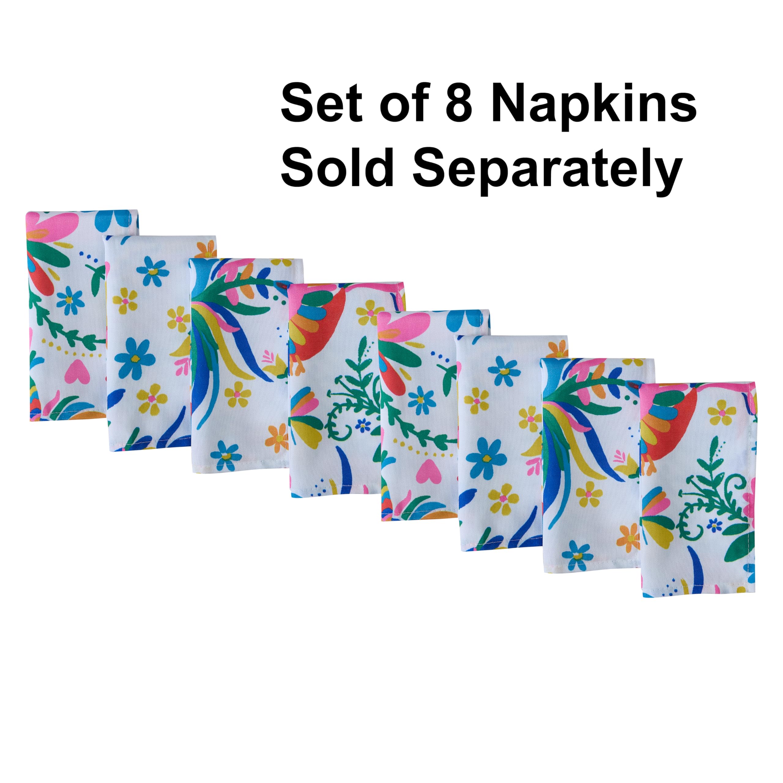 Newbridge Otomi Birds Folk Art Set of 8 Fabric Napkins, Colorful Otomi Folk Art, Water and Stain Resistant, No-Iron Fabric Napkins for Dining Parties - Image 3