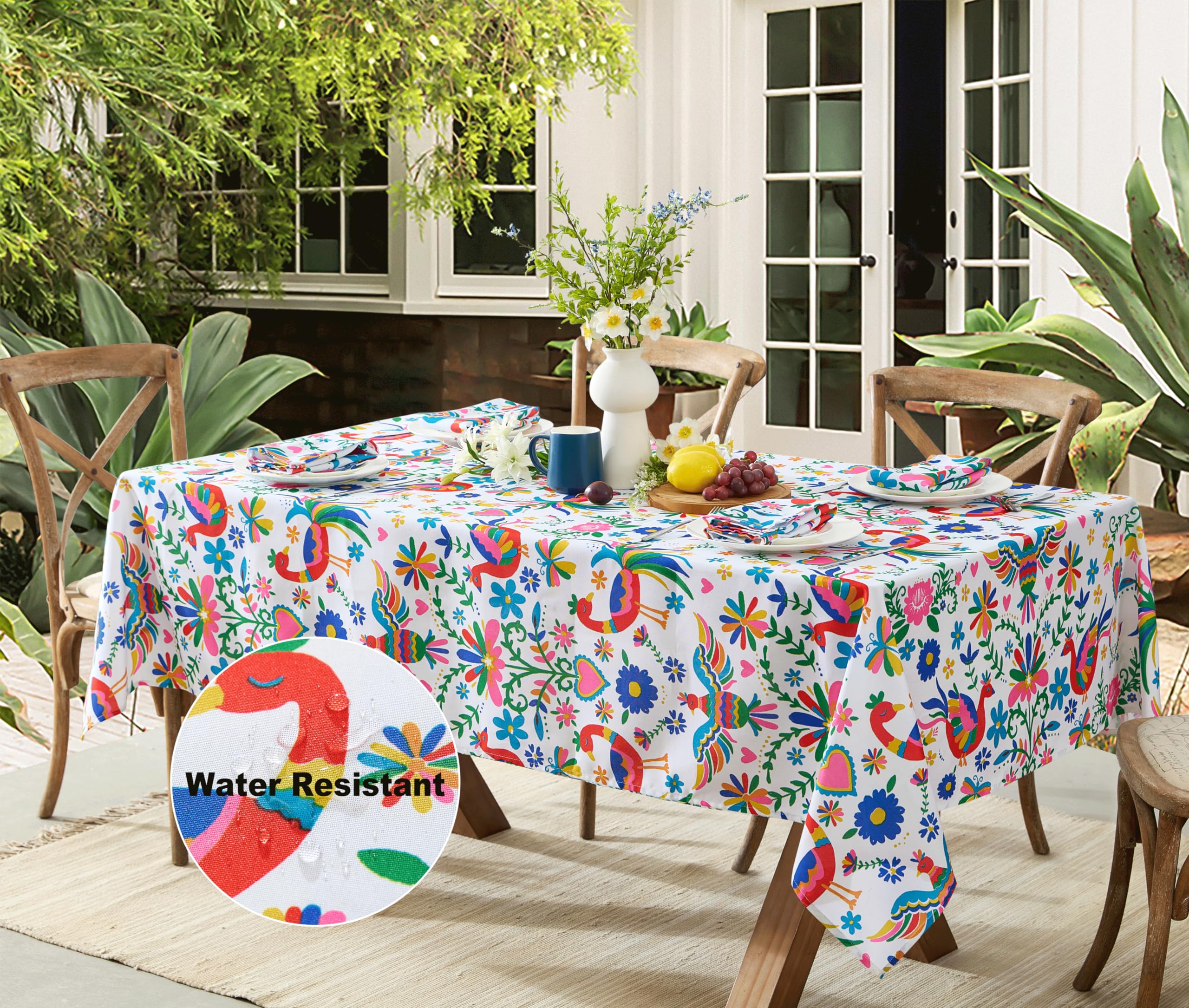 Newbridge Otomi Birds Folk Art Set of 8 Fabric Napkins, Colorful Otomi Folk Art, Water and Stain Resistant, No-Iron Fabric Napkins for Dining Parties - Image 4