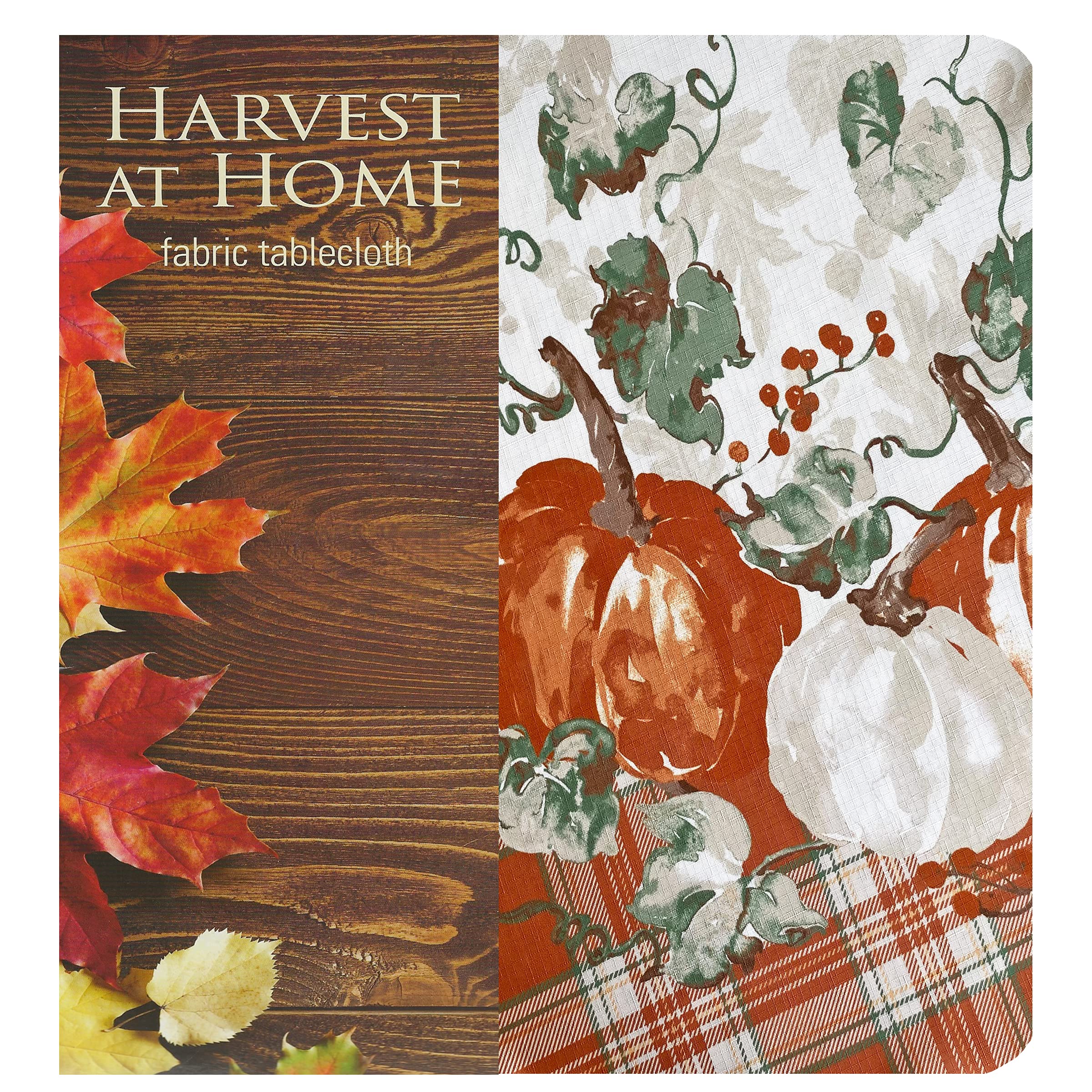 Newbridge Pumpkin Gingham Country Rustic Fabric Tablecloth, 52 x 52 Inch Square, Bordered Autumn Farmhouse Pumpkin Vine Plaid, Easy Care Stain Resistant Fall Thanksgiving Table Cover - Image 4