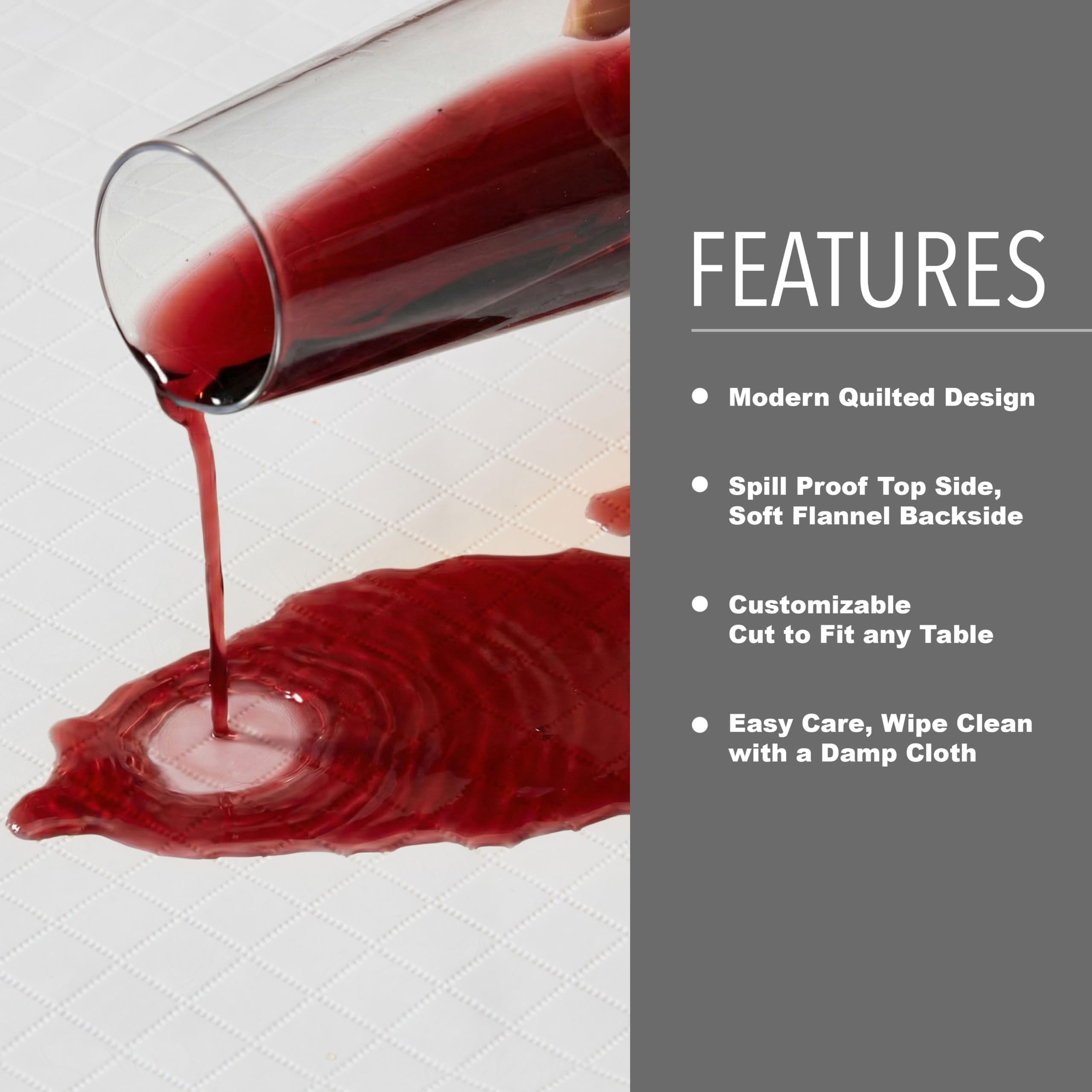 Newbridge Quilted Waterproof Cut to Fit Table Pad Protector with Flannel Backing, Heat Resistant, Wipe Clean, Cushioned Pad Protects Table from Spills and Scratches, 52" x 70" - Image 5