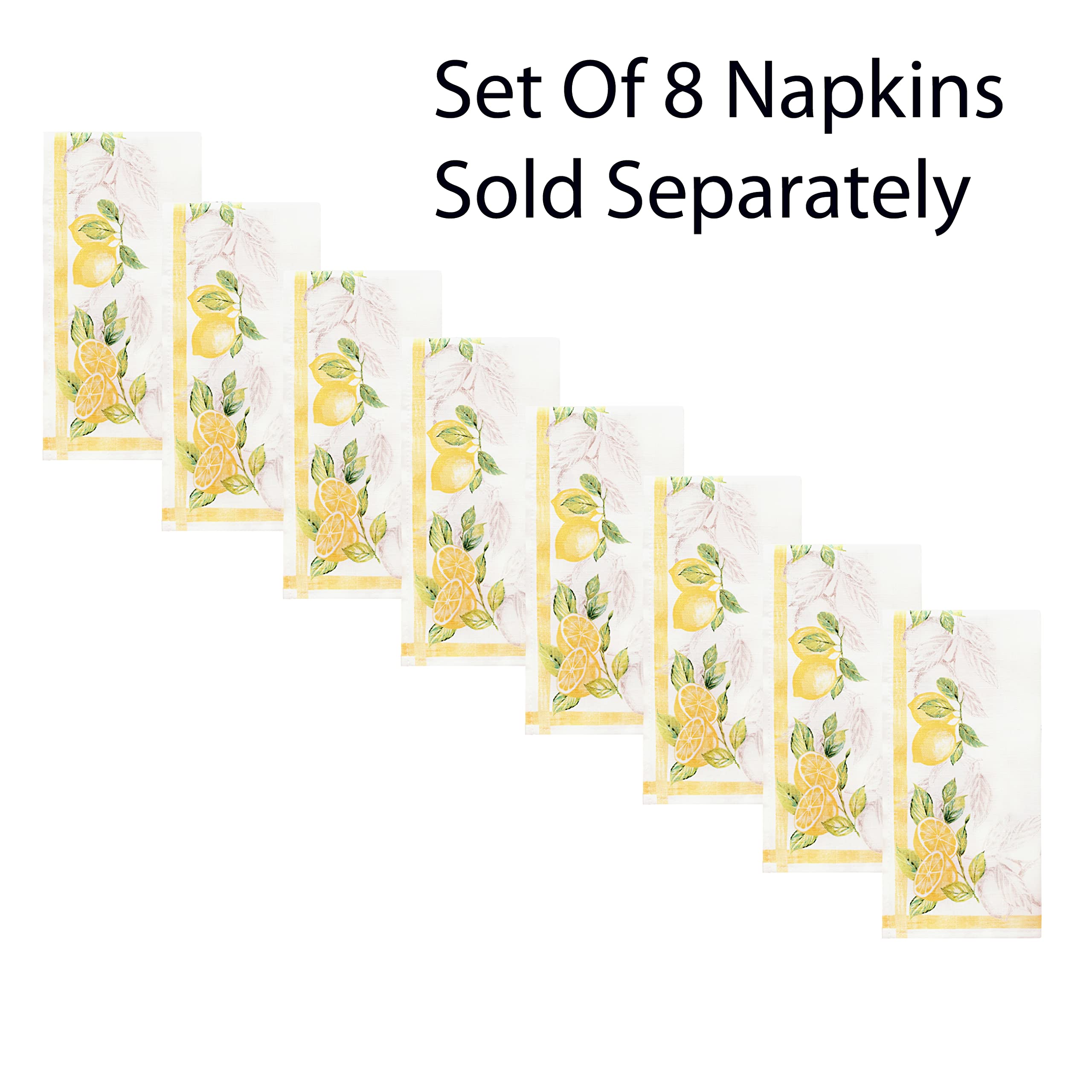 Newbridge Rectangle Fabric Placemats, Set of 4 Placemats, Lemon Orchard, Indoor/Outdoor Stain Resistant No-Iron Fabric Placemats, Fresh Lemon and Citrus Leaf - Image 3