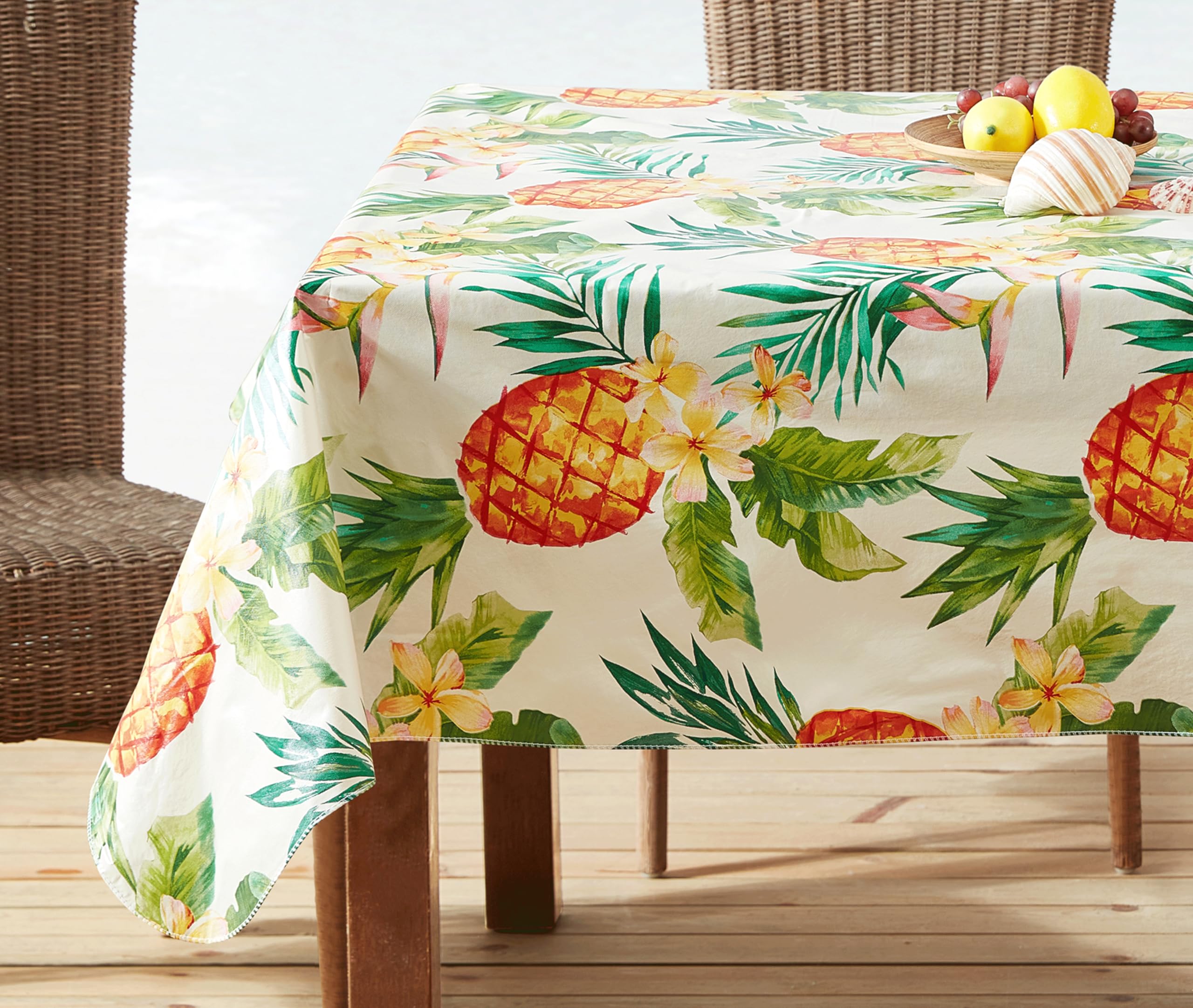 Newbridge Rectangle Vinyl Flannel Backed Tablecloth, 52 x 70 Inch, Hawaii Tropical, Indoor/Outdoor Waterproof Table Party Table Cover, Palms and Pineapples - Image 7