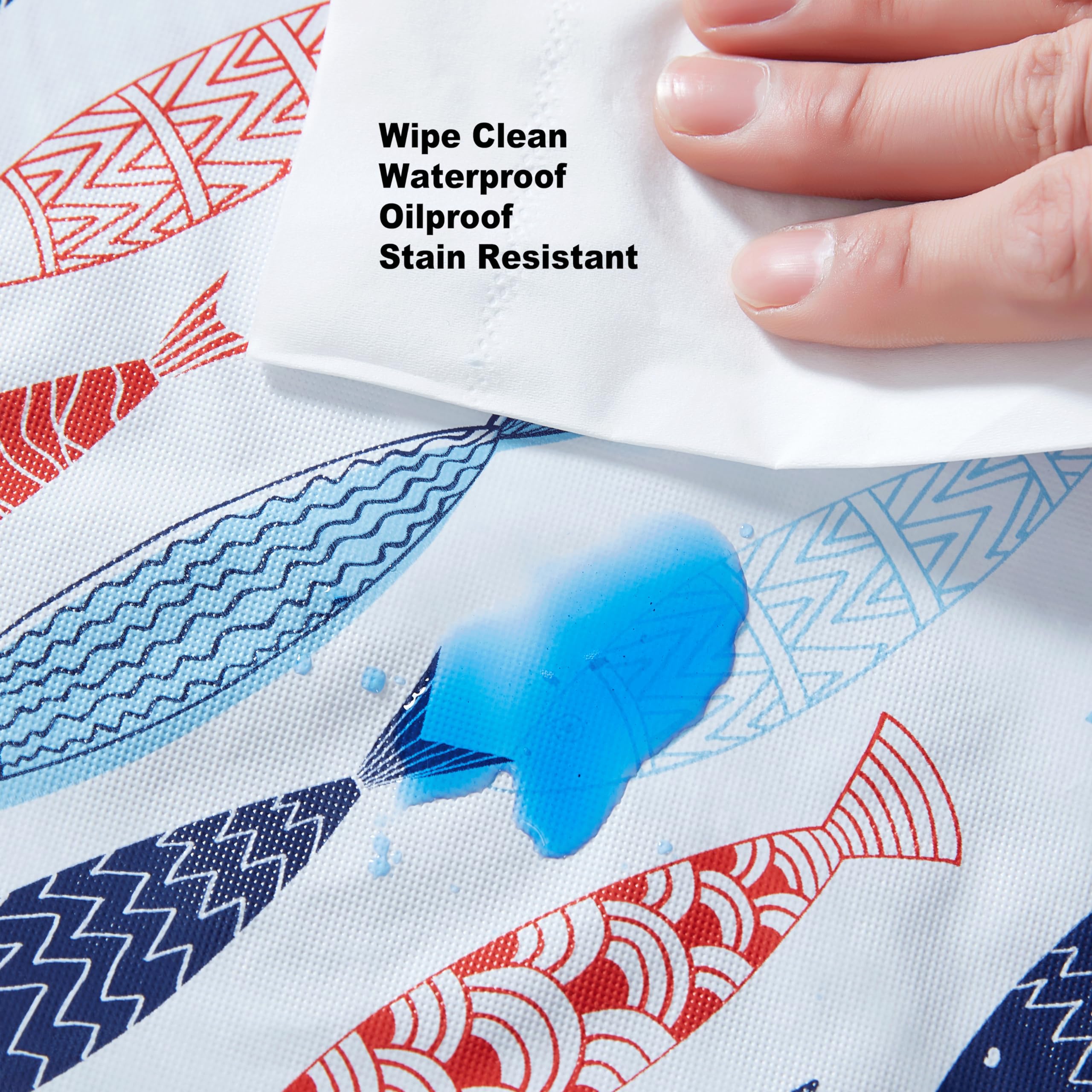 Newbridge Rectangle Vinyl Flannel Backed Tablecloth, 52 x 70 Inch, Fish School, White Indoor/Outdoor Waterproof Table Cloth, Cape Cod Print - Image 6