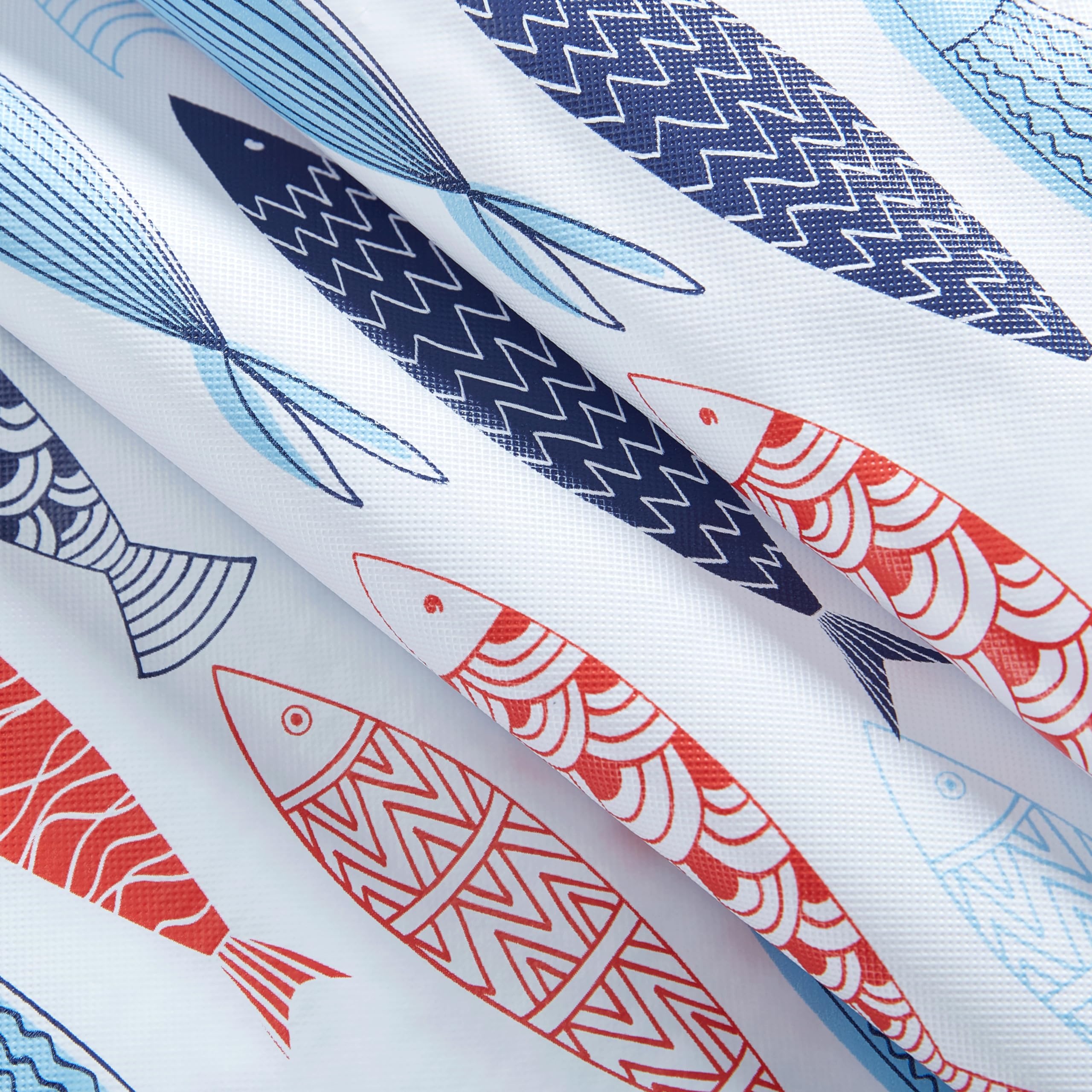 Newbridge Rectangle Vinyl Flannel Backed Tablecloth, 52 x 70 Inch, Fish School, White Indoor/Outdoor Waterproof Table Cloth, Cape Cod Print - Image 7