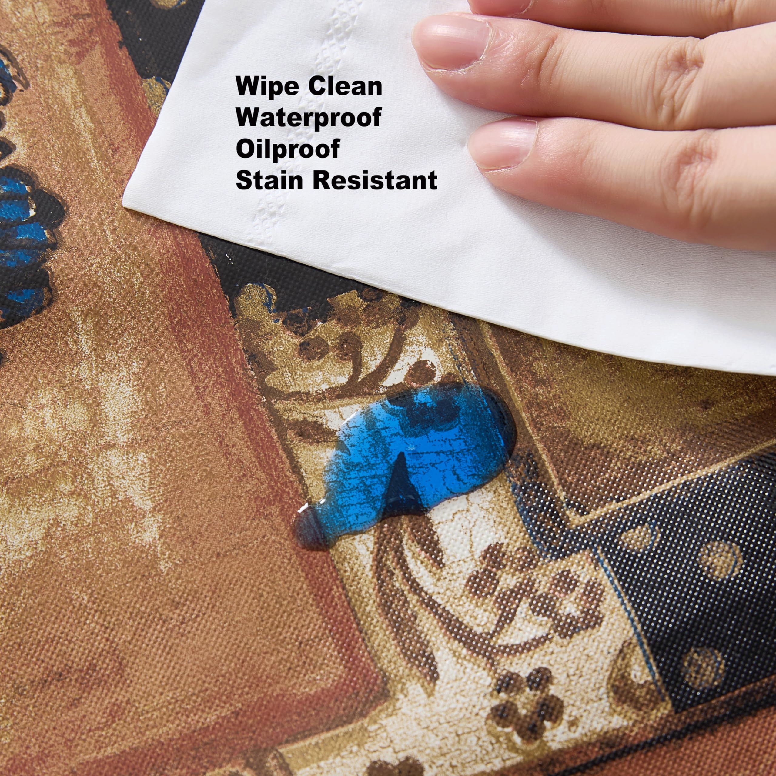 Newbridge Rectangle Vinyl Flannel Backed Tablecloth, 60 x 84 Inch, Vintage Rooster, Farmhouse Vinyl Flannel Backed Table Cloth - Image 8