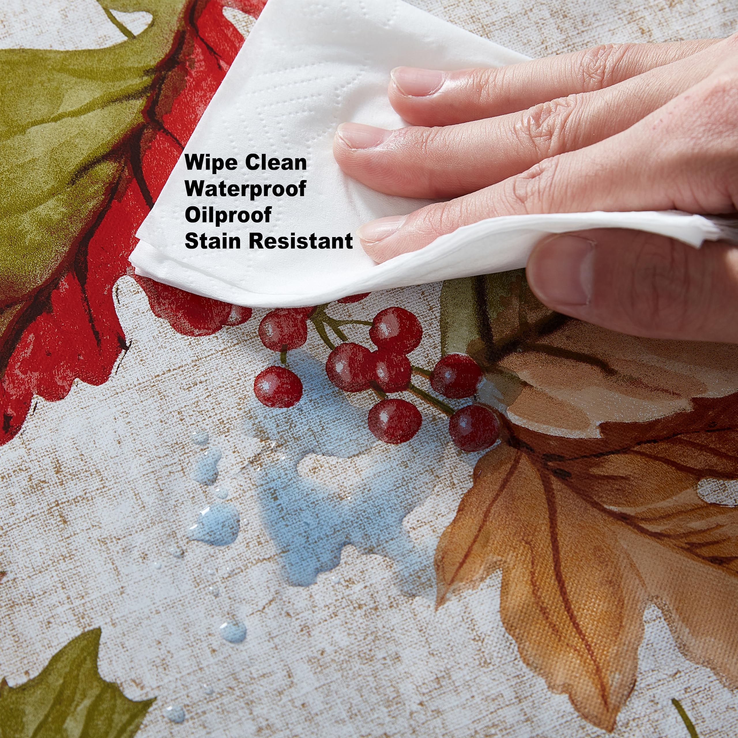 Newbridge Rustic Acorn & Leaf Fall Vinyl Tablecloth with Flannel Backing, 52 x 52 Inch Square – Autumn Thanksgiving Dining Room Table Cover - Image 6