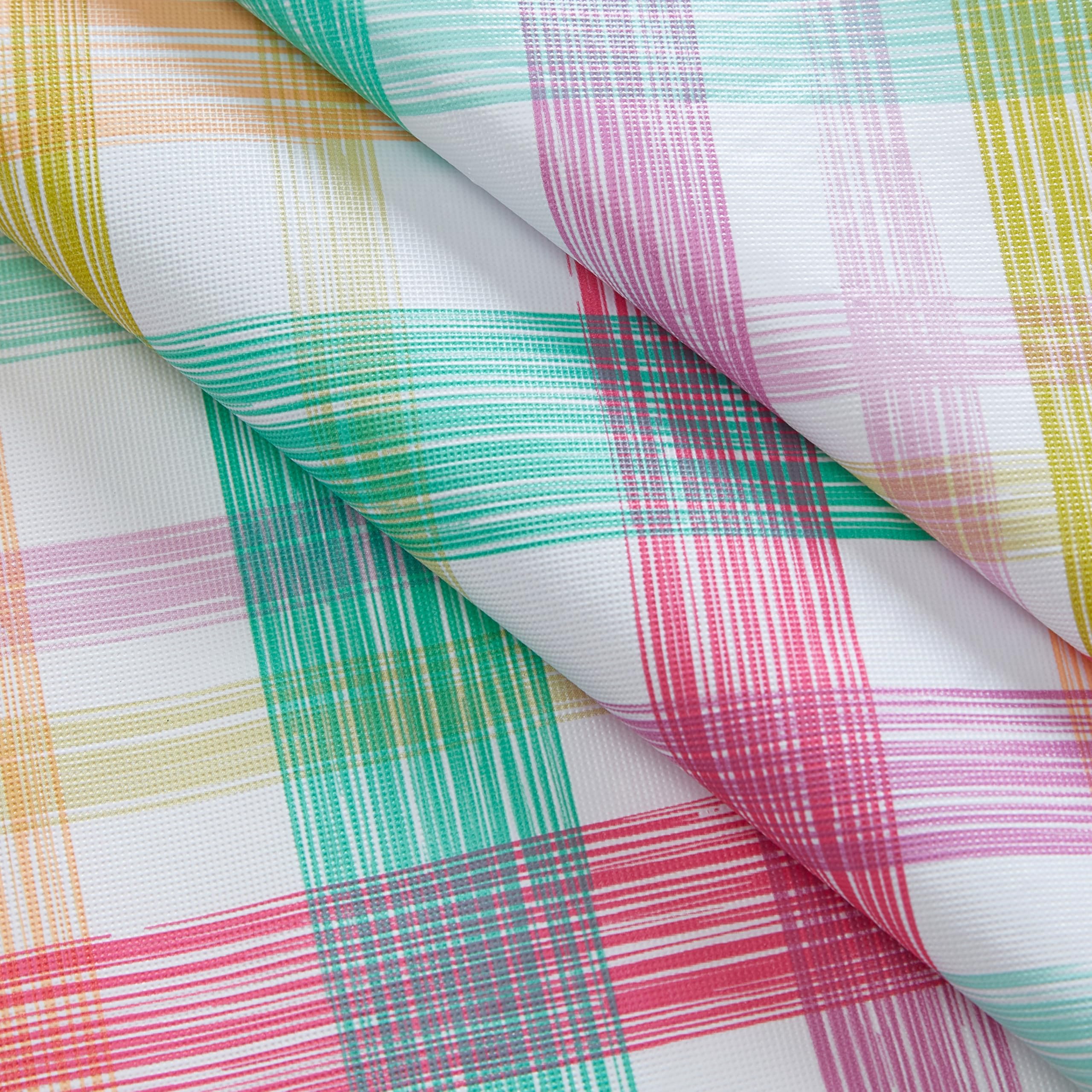 Newbridge Simone Pastel Plaid Vinyl Flannel Backed Tablecloth – 52 x 52 Inch Square – Wipe Clean Indoor/Outdoor Vinyl Table Cover with Flannel Backing, Cottage-Style Pastel Plaid - Image 6