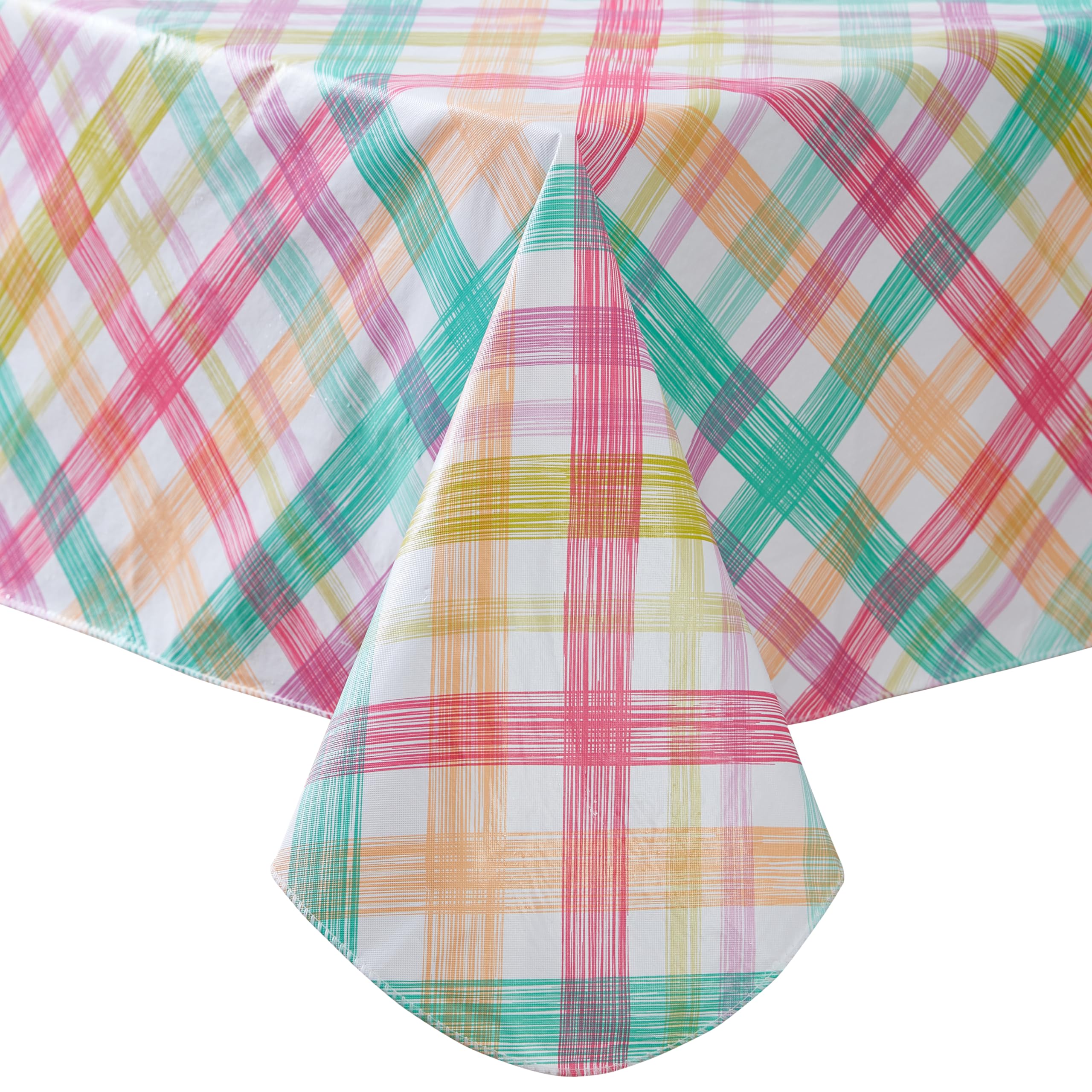 Newbridge Simone Pastel Plaid Vinyl Flannel Backed Tablecloth – 52 x 52 Inch Square – Wipe Clean Indoor/Outdoor Vinyl Table Cover with Flannel Backing, Cottage-Style Pastel Plaid - Image 8