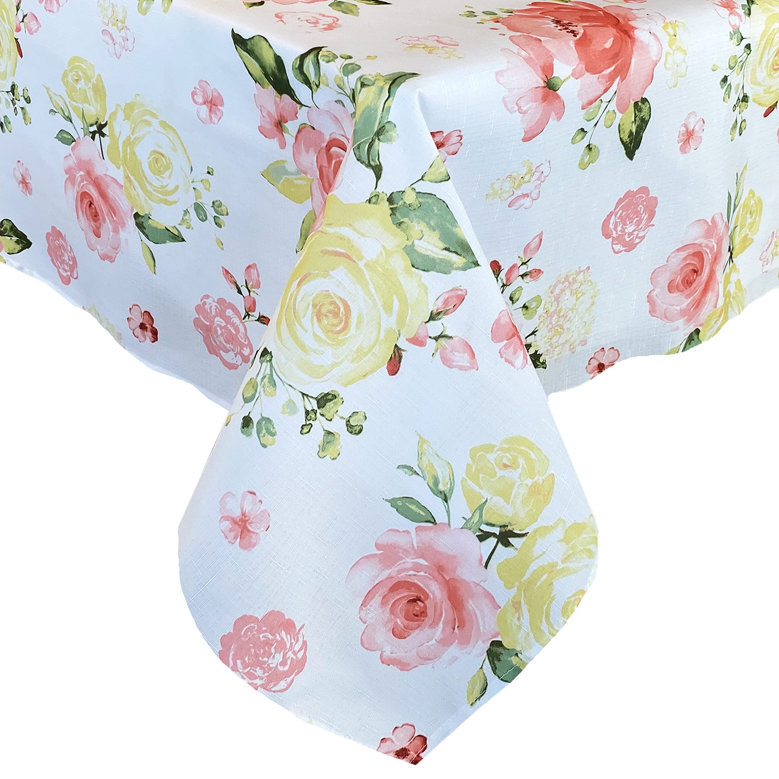 Newbridge Spring and Easter Marie Yellow and Pink Rose Petal Floral Rectangle 52 x 70 Inch Fabric Tablecloth, Stain and Wrinkle Resistant Tablecloth for Holiday Indoor and Outdoor Dining - Image 7