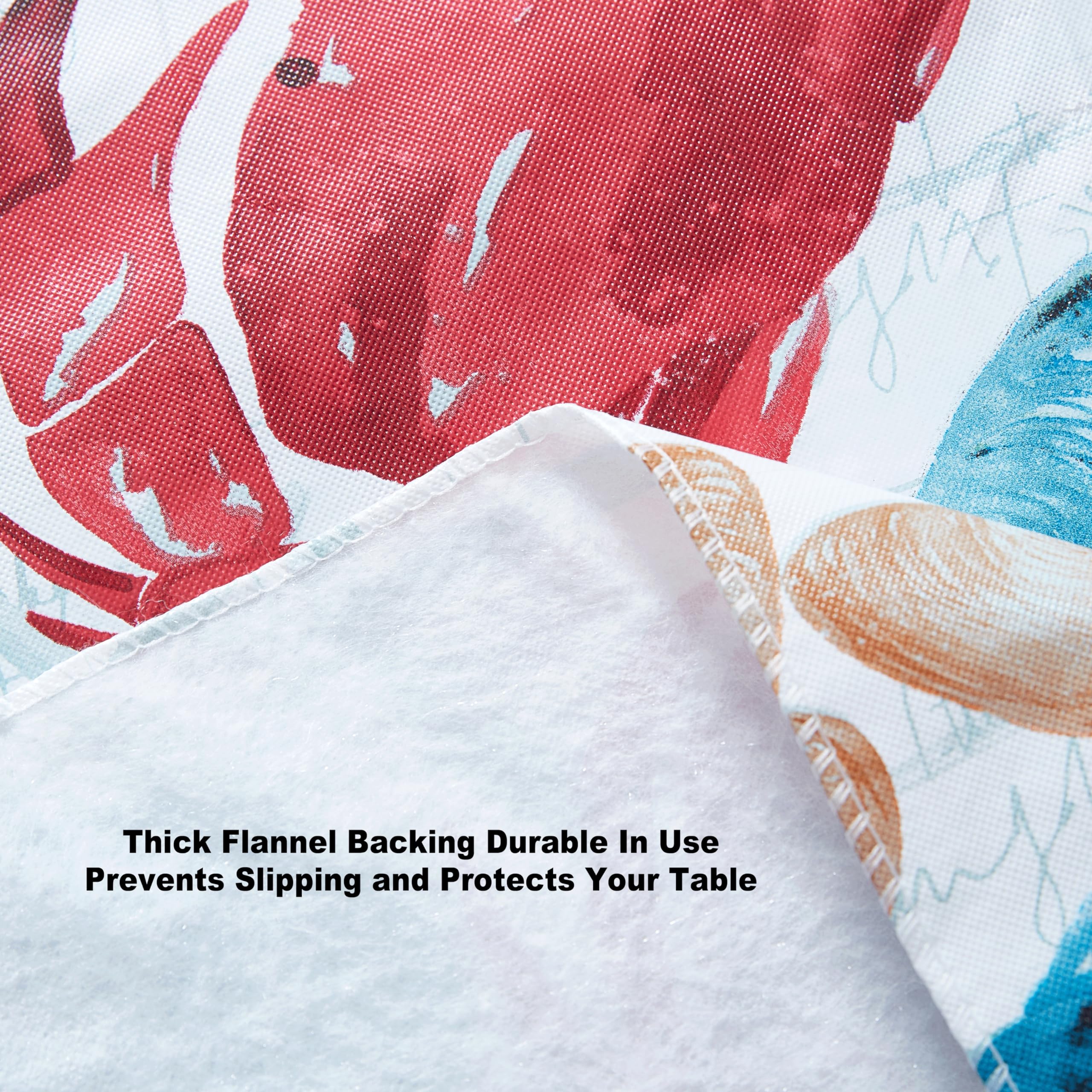 Newbridge Spring Rectangle Vinyl Flannel Backed Tablecloth, 52 x 70 Inch, Stone Crab Print, Blue and Red Indoor Outdoor Waterproof Vinyl Table Cloth, Cape Cod Clambake - Image 4