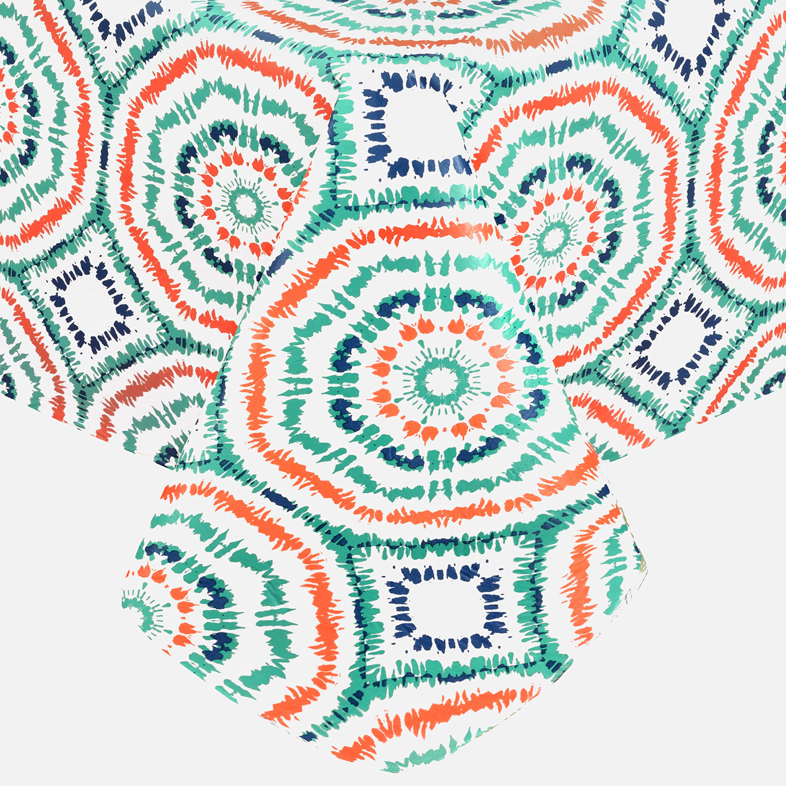 Newbridge Spring Whimsy Tie Dye Vinyl Tablecloth, 52 x 70 Inch Rectangle – Flannel Backed Geometric Table Cover for Dining, Picnics, and Barbecues, Green Orange Blue - Image 5