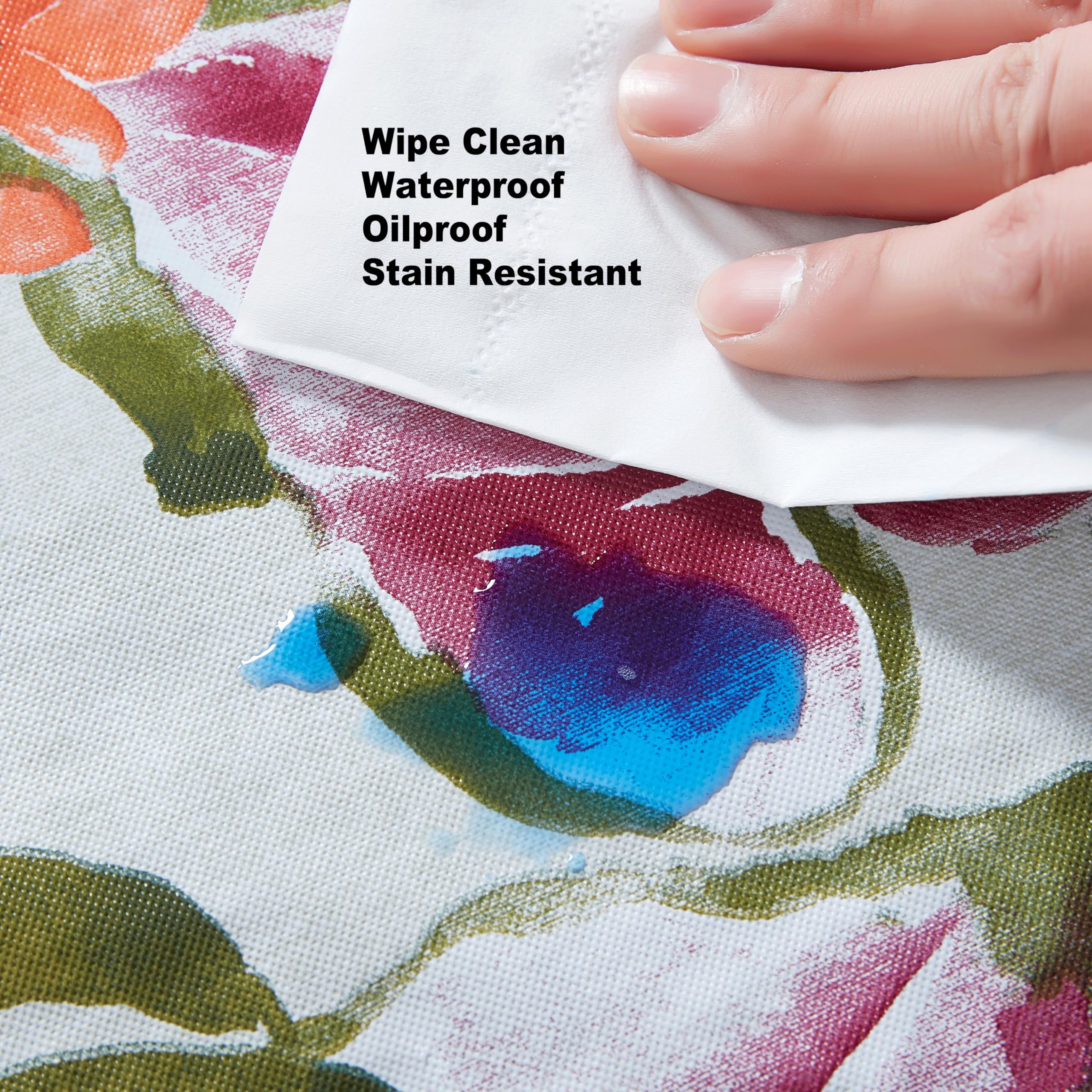 Newbridge Square Flannel Backed Tablecloth, 52 x 52 Inch, Kona Tropical Floral, Waterproof Vinyl Outdoor Patio Table Cloth, Rain Forest Pink Purple and Green - Image 6