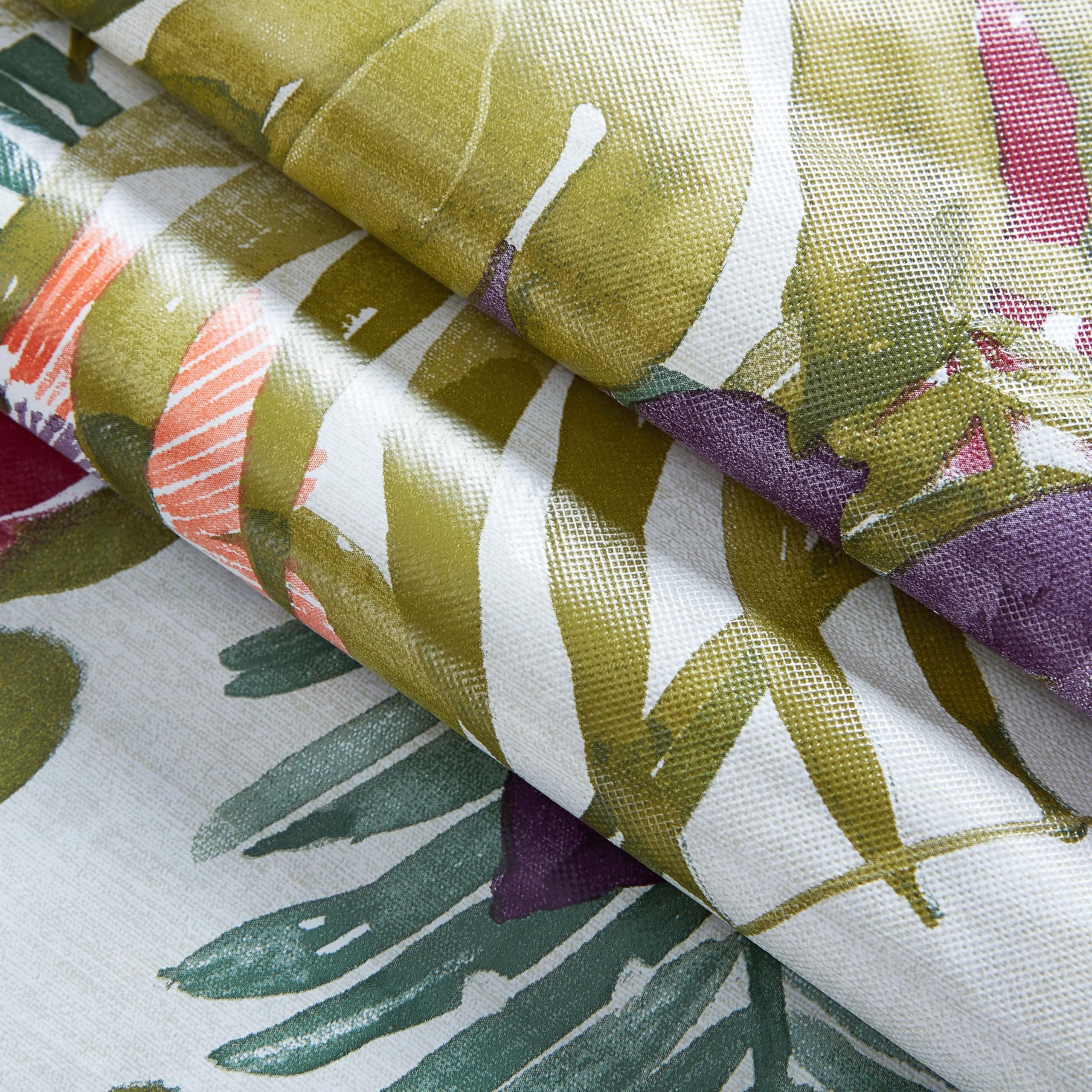 Newbridge Square Flannel Backed Tablecloth, 52 x 52 Inch, Kona Tropical Floral, Waterproof Vinyl Outdoor Patio Table Cloth, Rain Forest Pink Purple and Green - Image 8