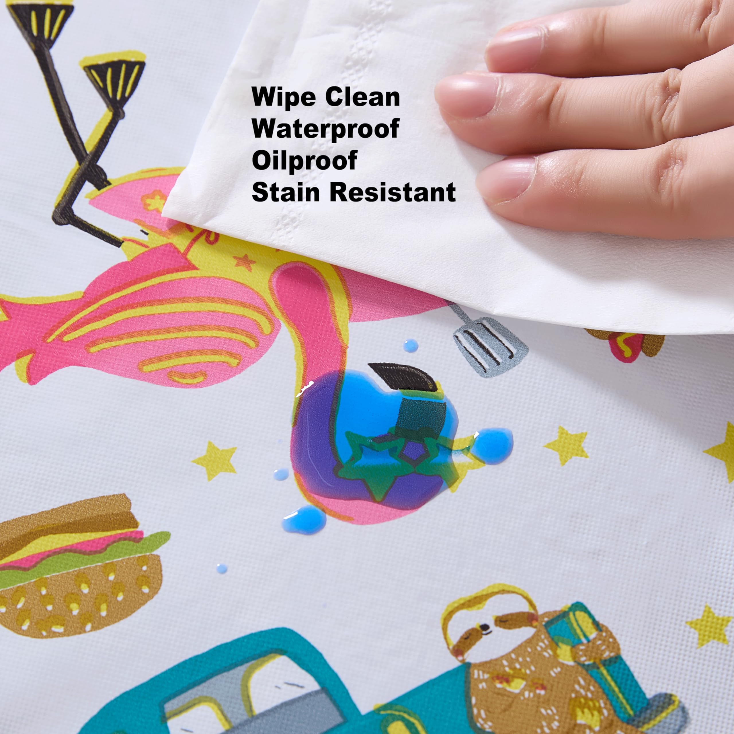 Newbridge Square Vinyl Flannel Backed Tablecloth, 52 x 52 Inch, What’s Cookin, Indoor Outdoor Vinyl Waterproof Table Cloth, Party Animals Flamingos and Sloths - Image 4