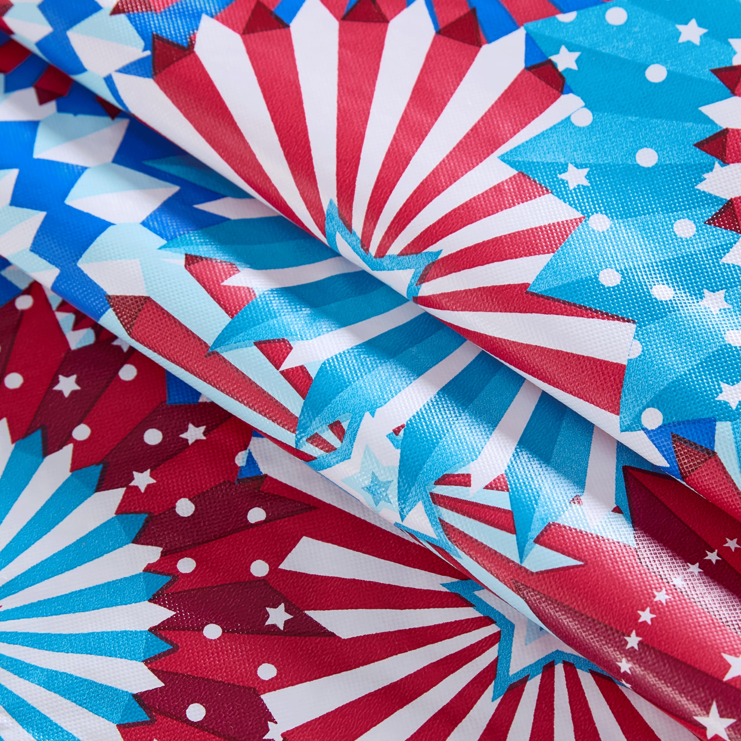 Newbridge Square Vinyl Tablecloth with Flannel Backing, 52 x 52 Inch, USA Pinwheel, Indoor/Outdoor Vinyl Table Cover, Red, White and Blue Celebration - Image 6