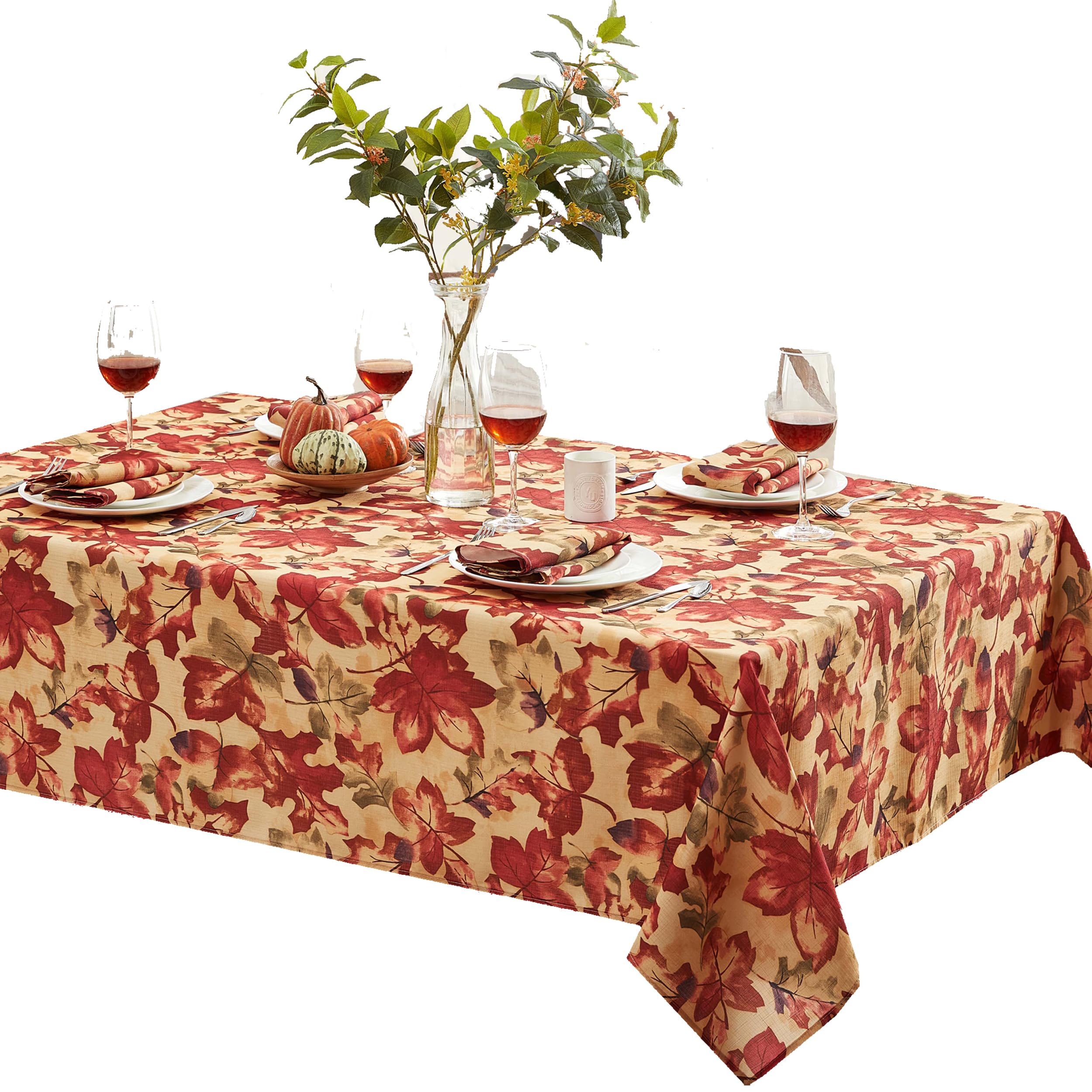 Newbridge Thanksgiving Autumn Leaf Collage Square Fabric Tablecloth, 52 x 52 Inch, Contemporary Fall Leaves Soil Resistant, Easy Care Table Cover for Holiday Dinner Party - Image 5