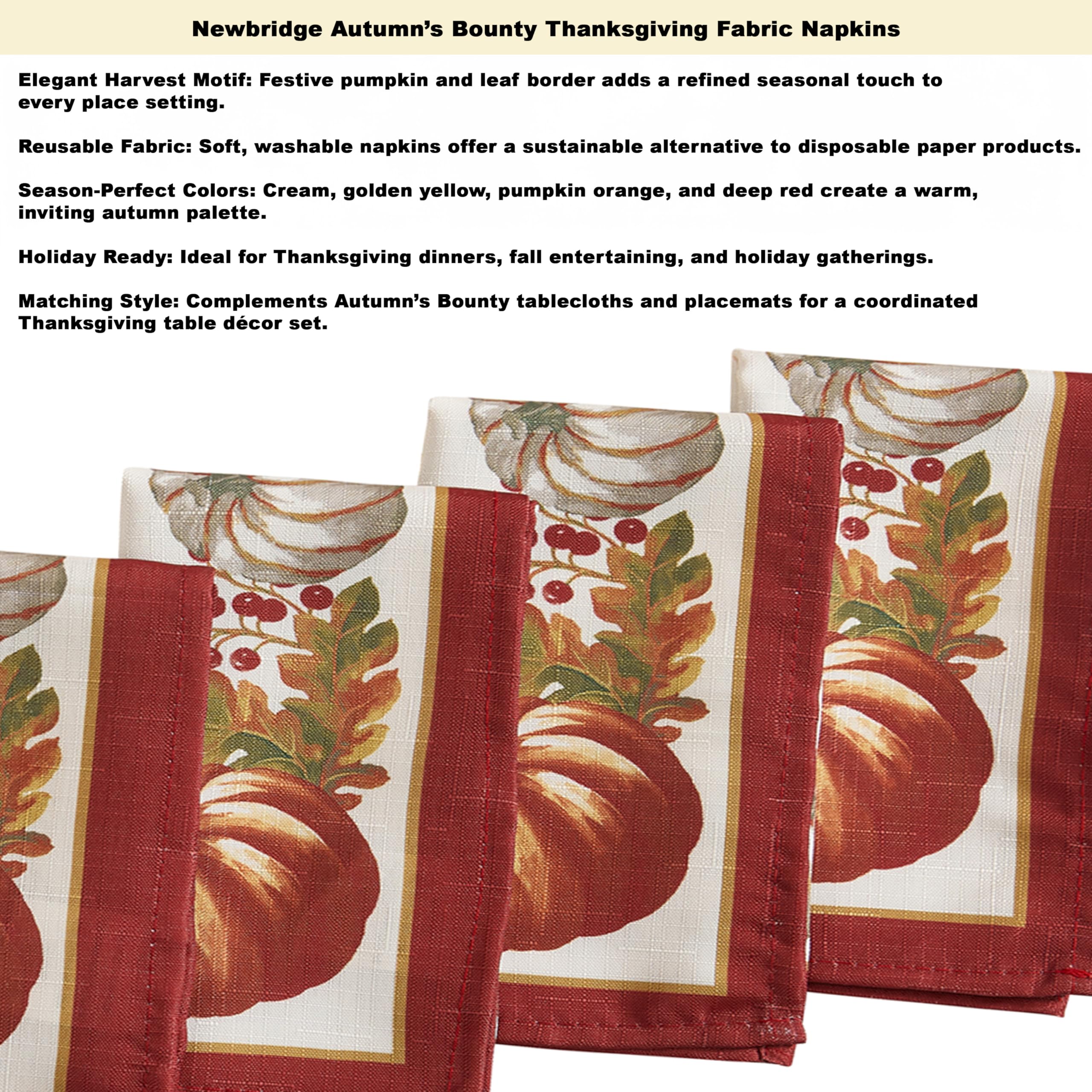 Newbridge Thanksgiving Autumns Bounty Bordered Round Fabric Tablecloth, 70 Inch Round Bountiful Farm Pumpkin Fall Harvest Multicolor Easy Care Table Cloth for Holiday Party - Image 6