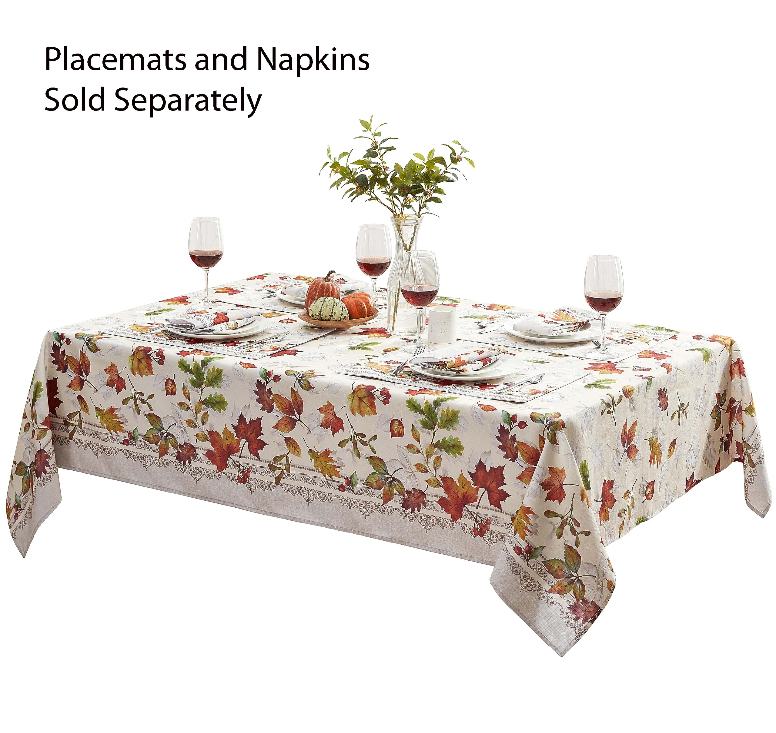 Newbridge Thanksgiving Fall Foliage Fabric Napkins, Set of 8, Bordered Changing Leaves, Autumn Essentials Easy Care Stain Resistant Wrinkle Free Cloth Napkins - Image 8