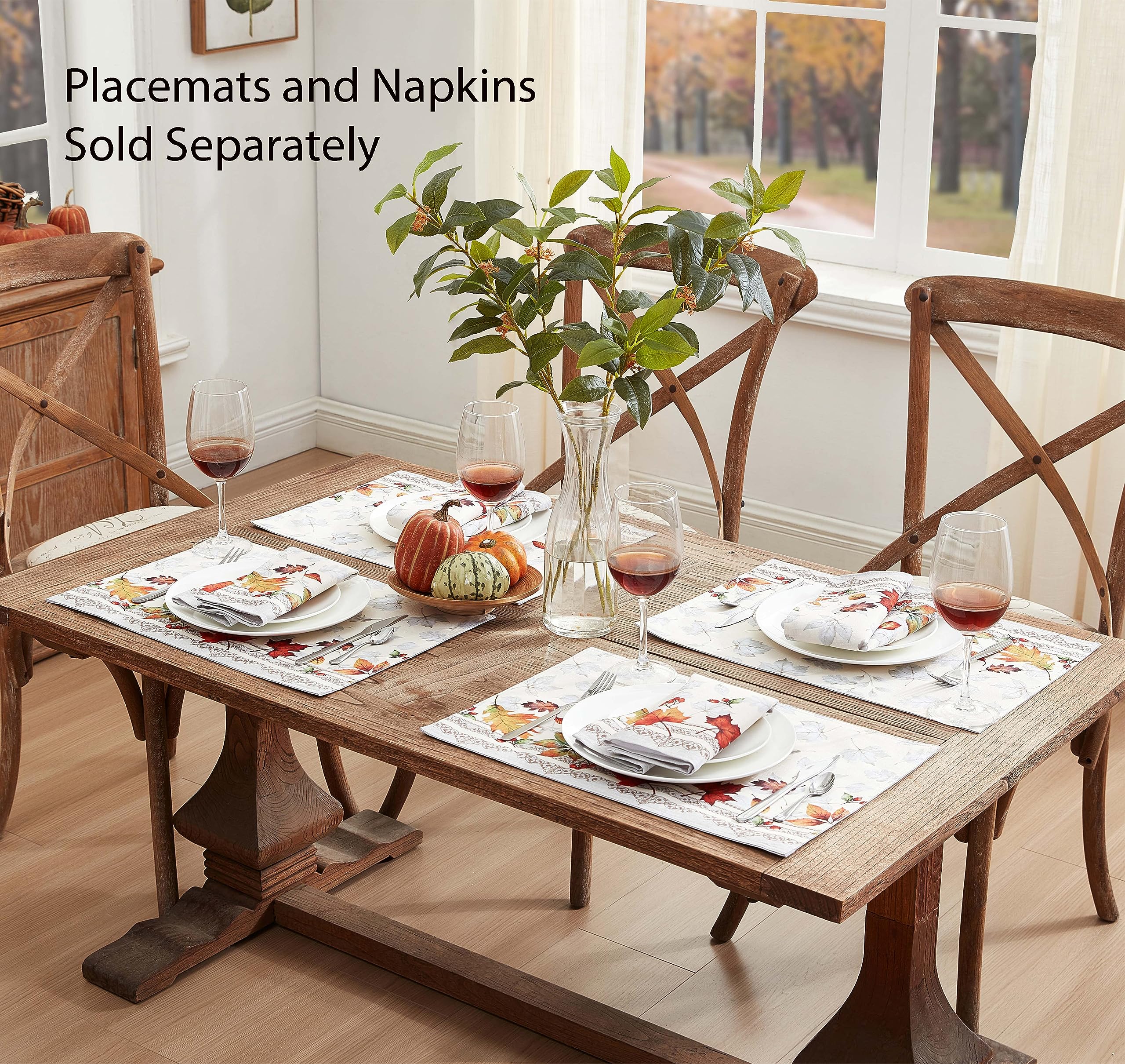 Newbridge Thanksgiving Fall Foliage Fabric Napkins, Set of 8, Bordered Changing Leaves, Autumn Essentials Easy Care Stain Resistant Wrinkle Free Cloth Napkins - Image 7