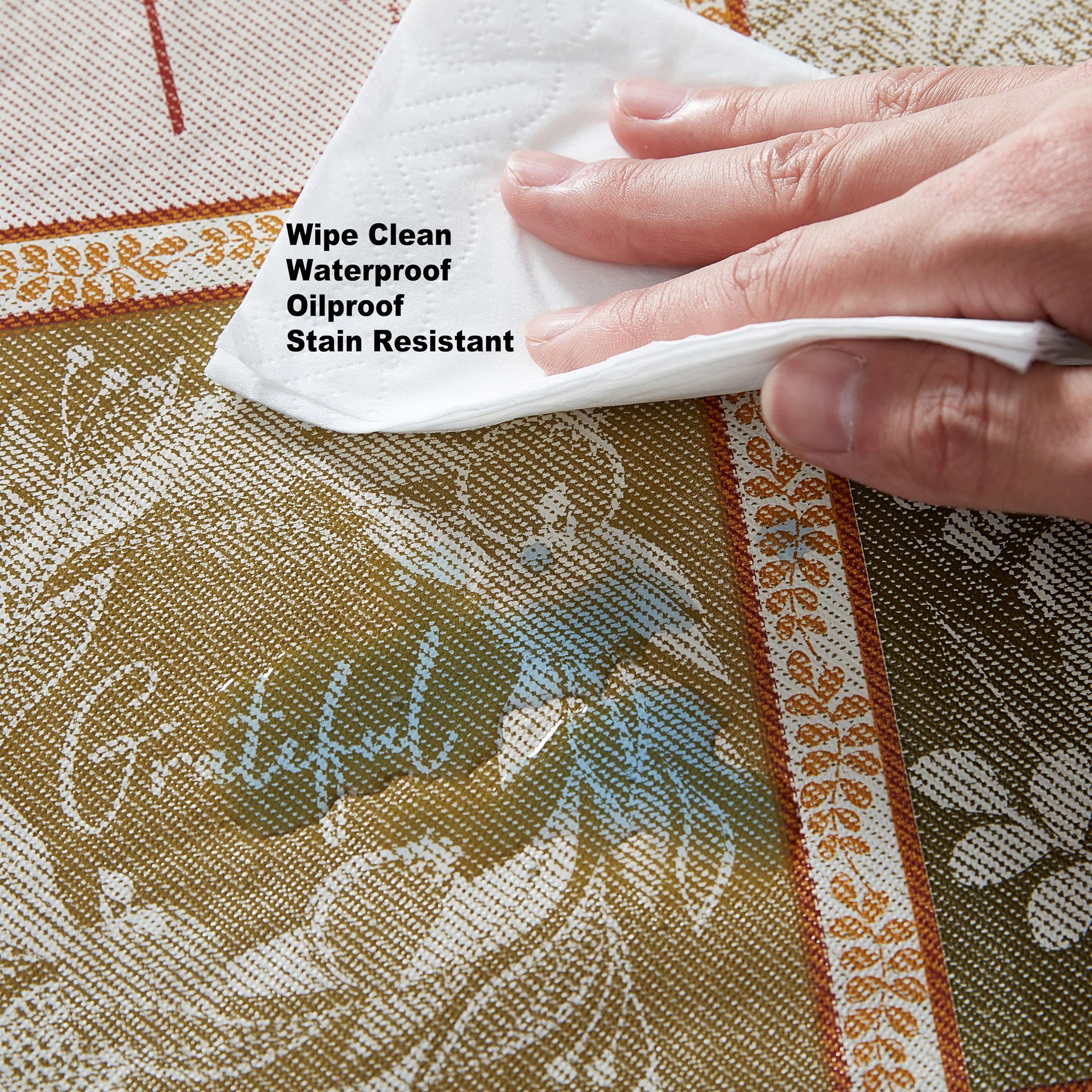 Newbridge Thanksgiving Harvest Breeze Autumn Patchwork Vinyl Flannel Backed Tablecloth Fall Rustic Country Print, Wipe Clean Kitchen Dining, 52 x 52 Inch Square - Image 8