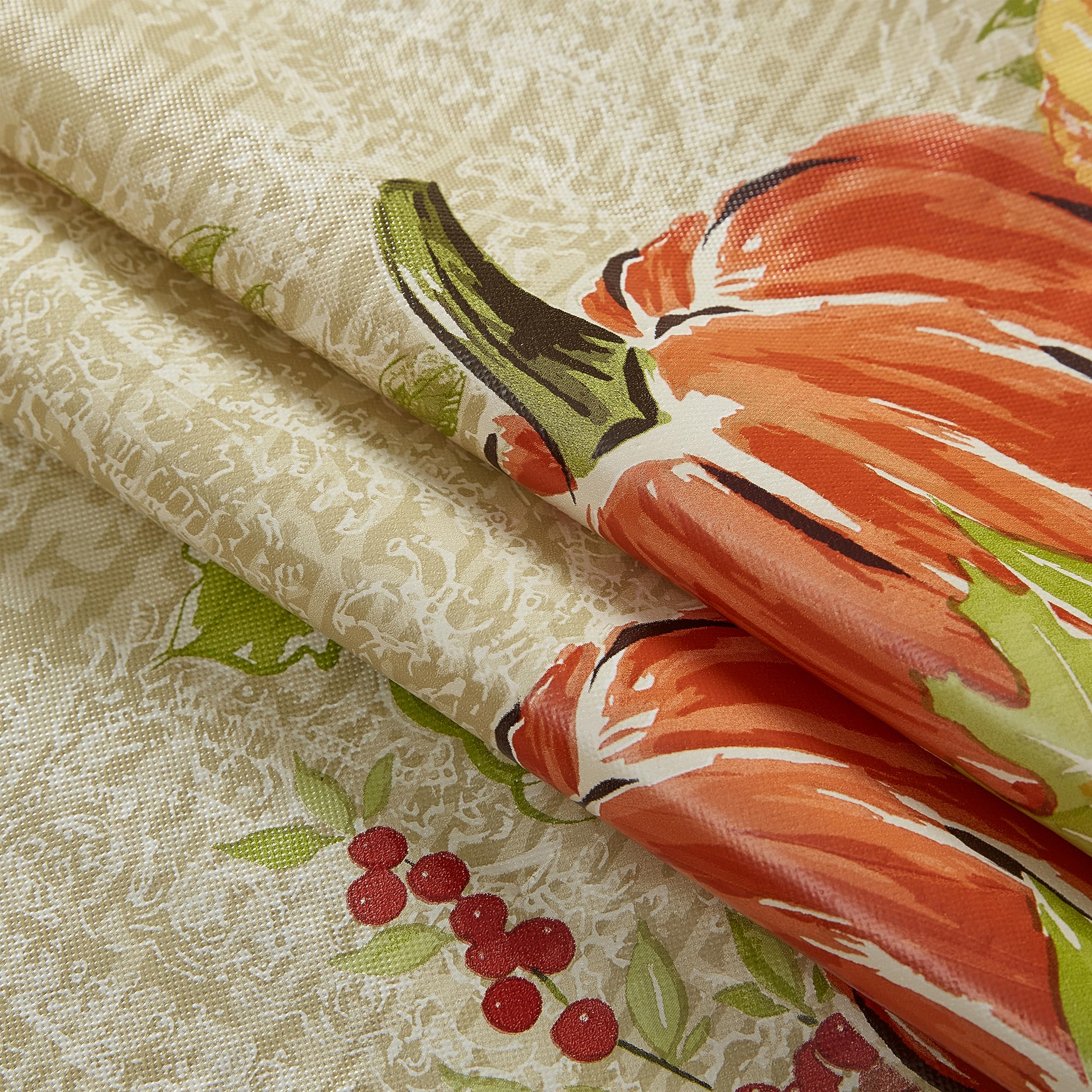 Newbridge Thanksgiving Pumpkin Border Print Vinyl Tablecloth with Flannel Backing, 70 Inch Round, Wipe Clean Fall Harvest Table Cover - Image 6