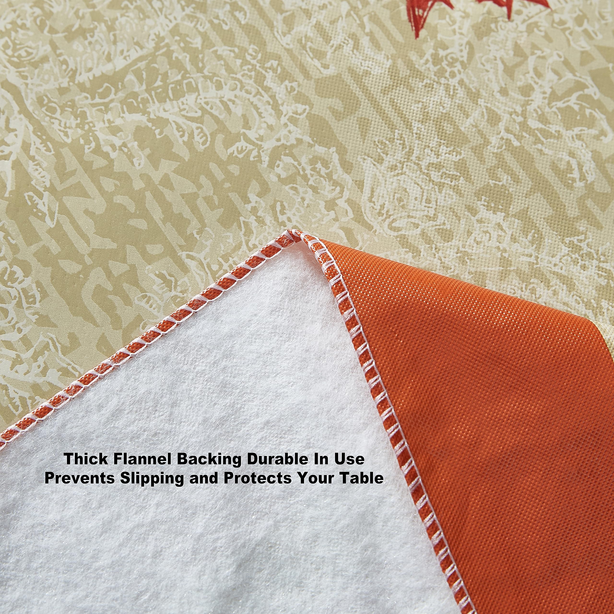 Newbridge Thanksgiving Pumpkin Border Print Vinyl Tablecloth with Flannel Backing, 70 Inch Round, Wipe Clean Fall Harvest Table Cover - Image 8