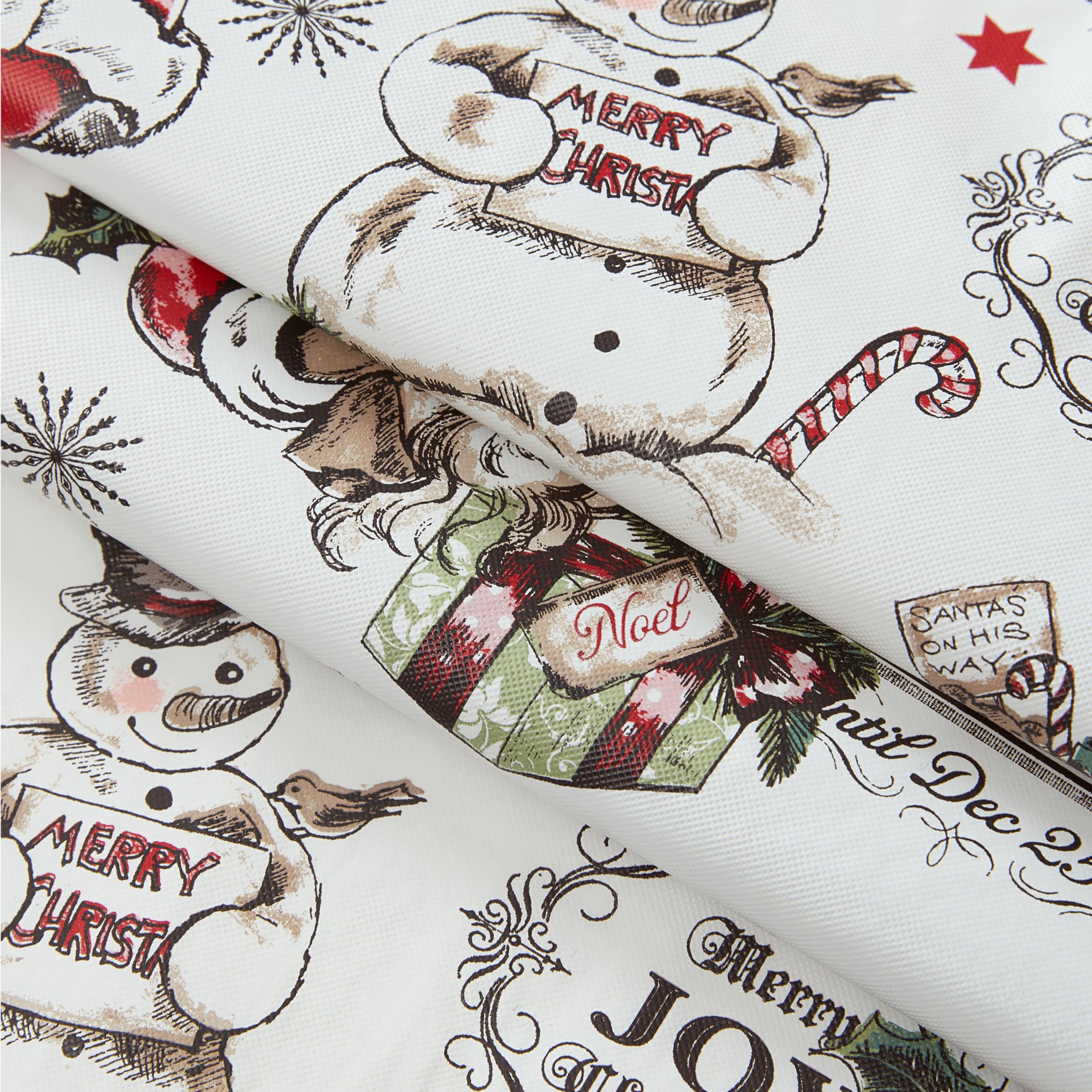 Newbridge Vintage Nostalgia Christmas 52 x 52 Inch Square Vinyl Tablecloth with Flannel Backing – Retro Santa Claus, Snowman & Sleigh Holiday Print Easy-Care Wipe Clean Table Cover - Image 9