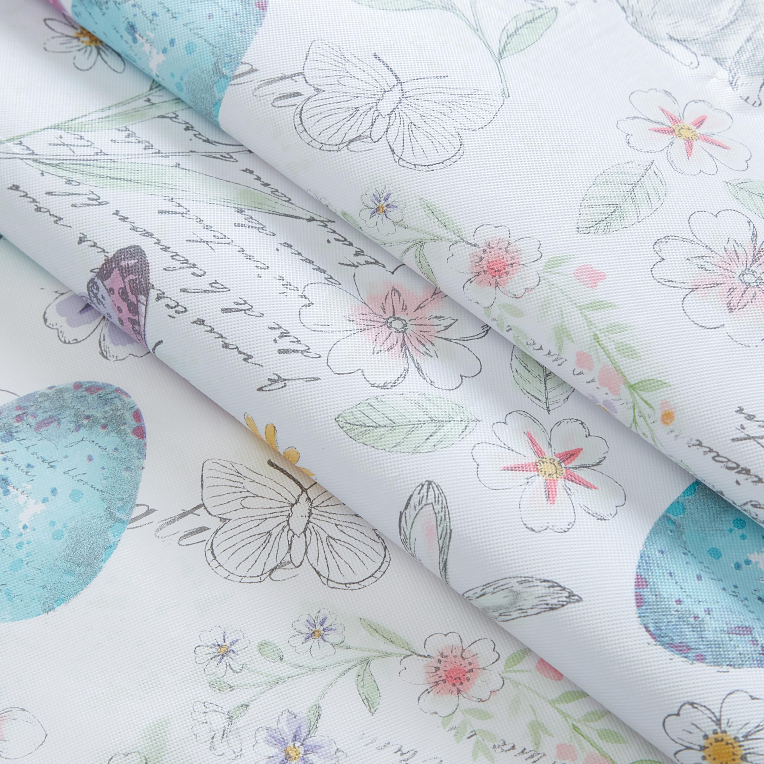 Newbridge Vinyl Square Tablecloth with Flannel Backing, 52 x 52 Inch, Bunny Blossom Flannel Backed Table Cloth, Egg Basket Floral - Image 5