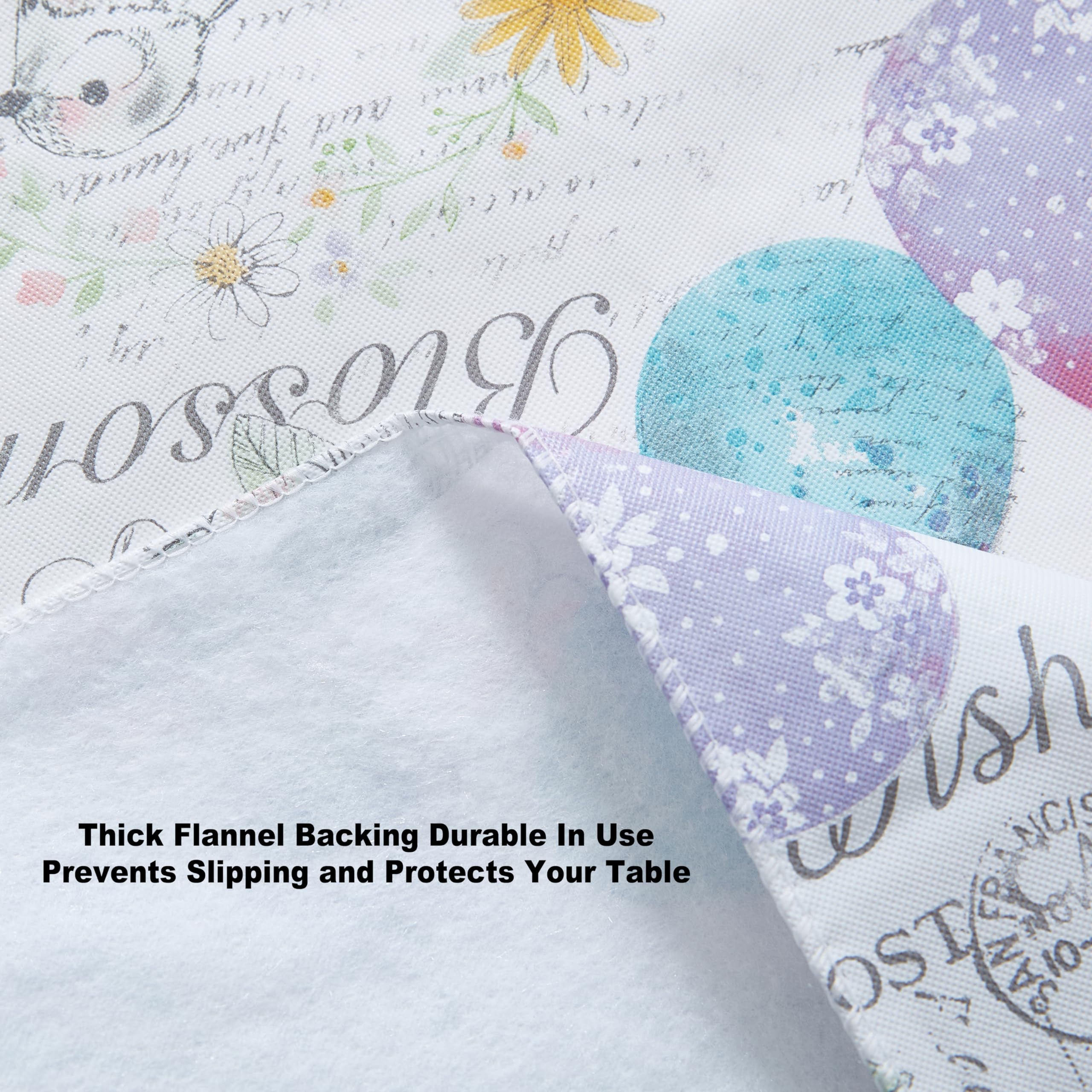 Newbridge Vinyl Square Tablecloth with Flannel Backing, 52 x 52 Inch, Bunny Blossom Flannel Backed Table Cloth, Egg Basket Floral - Image 6